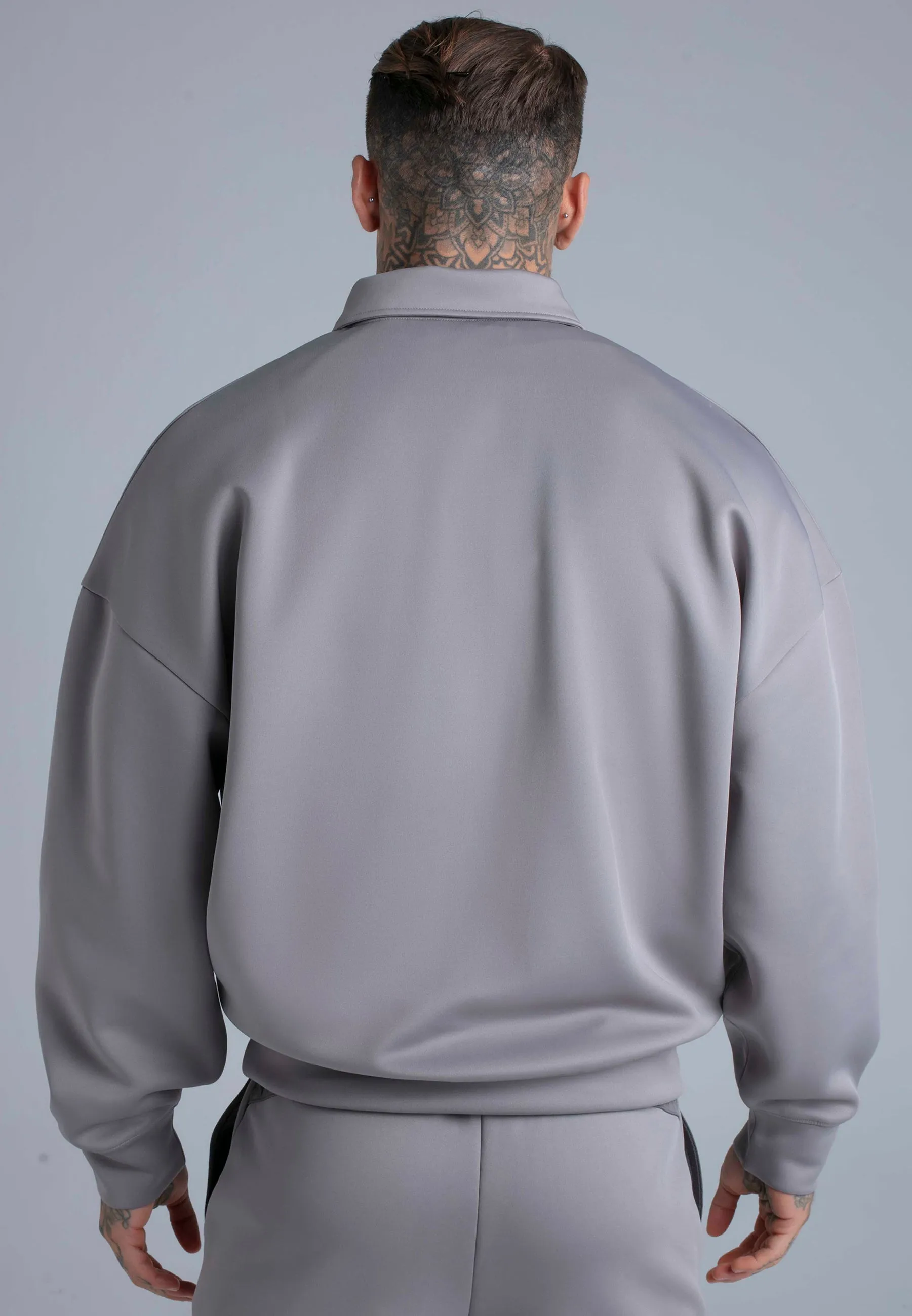 Grey Polo Zip Sweater sold by Siksilk product image thumbnail 4