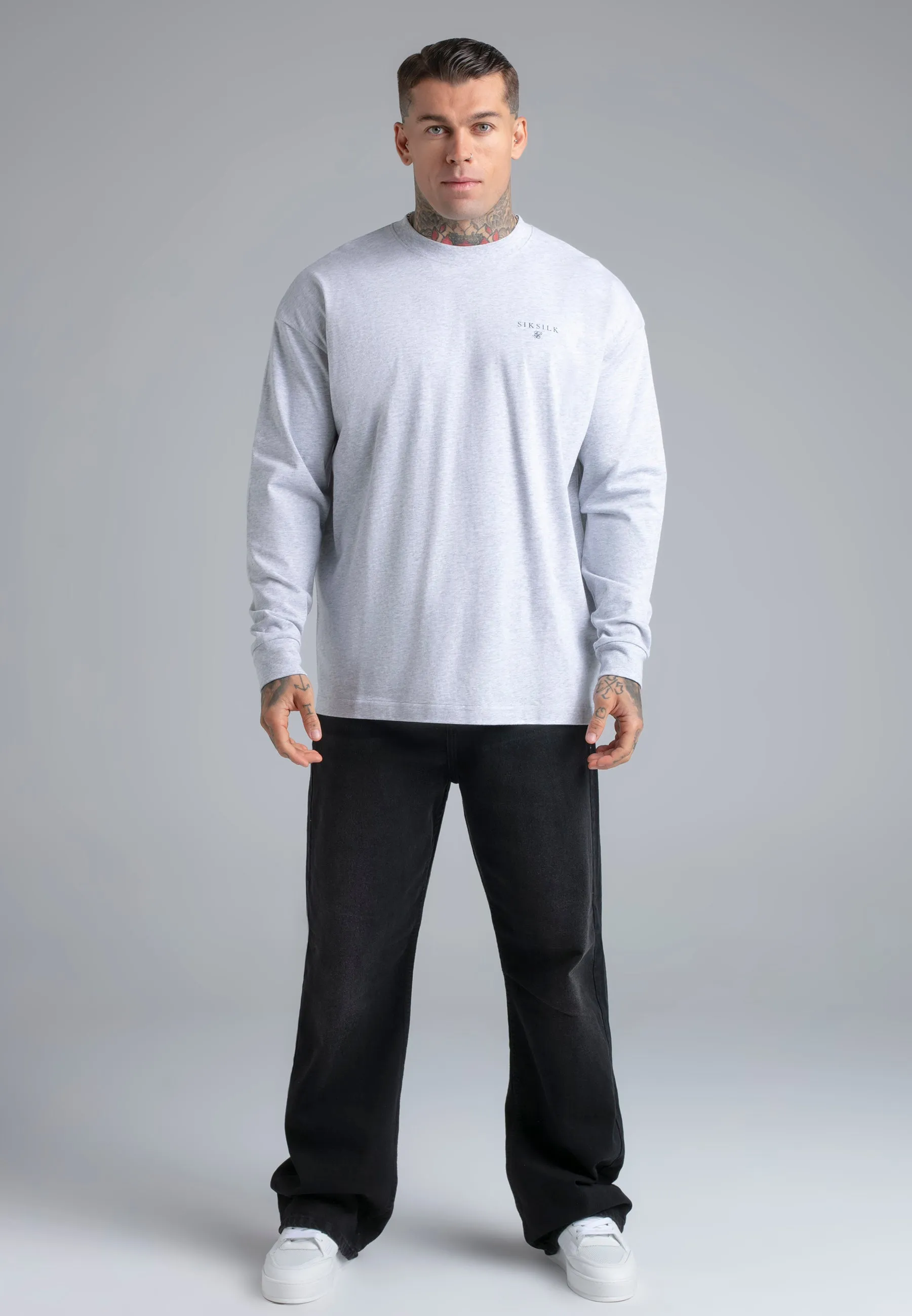 Grey Marl Long Sleeve T-Shirt sold by Siksilk product image thumbnail 3