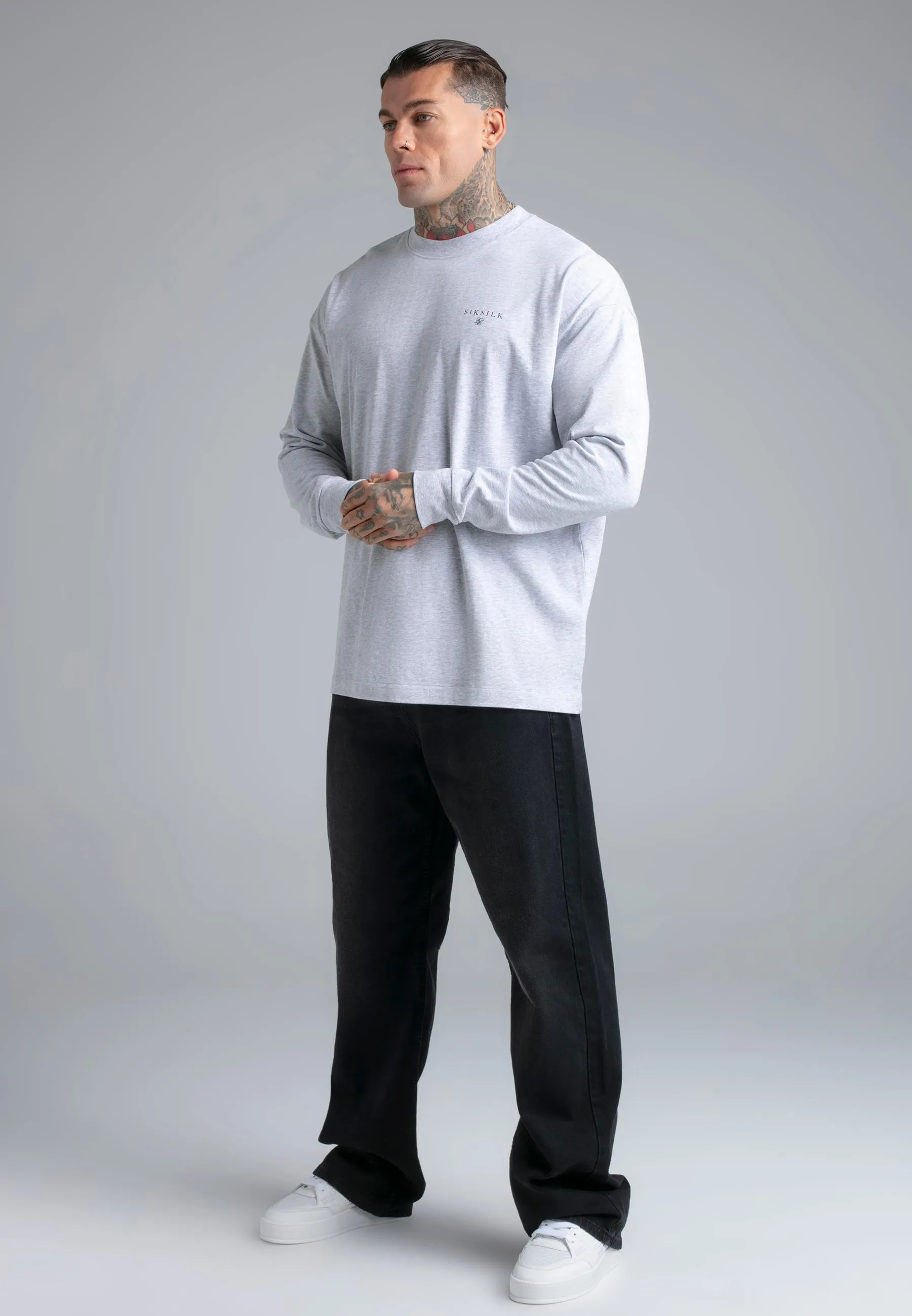 Grey Marl Long Sleeve T-Shirt sold by Siksilk product image thumbnail 4