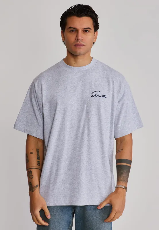 Grey Marl Script T-Shirt sold by Siksilk