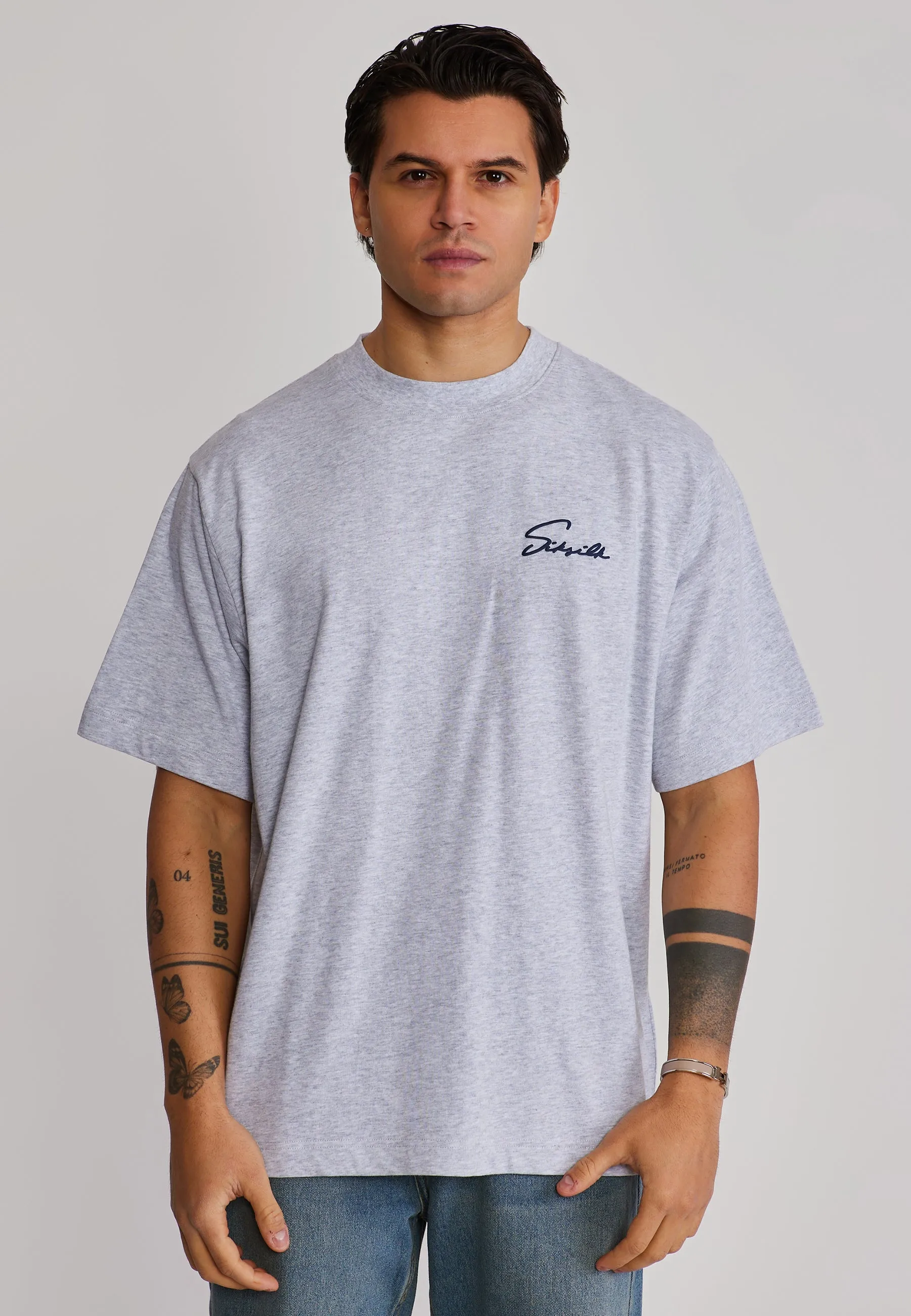 Grey Marl Script T-Shirt sold by Siksilk