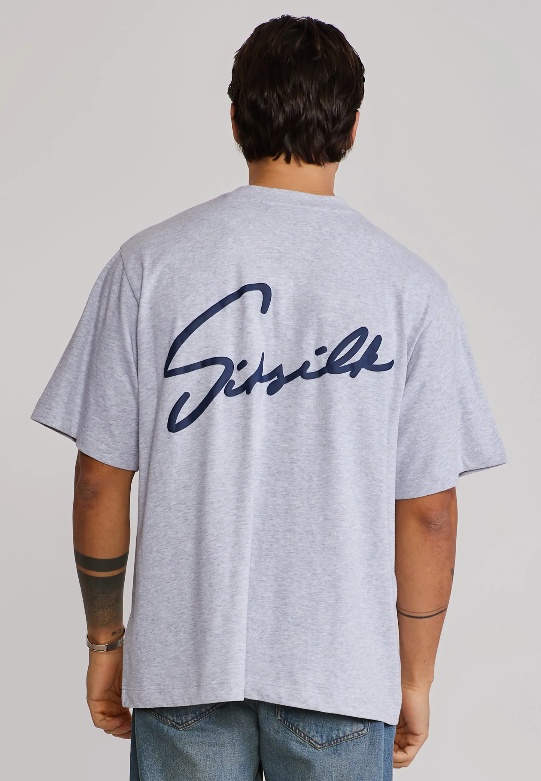 Grey Marl Script T-Shirt sold by Siksilk product image thumbnail 5