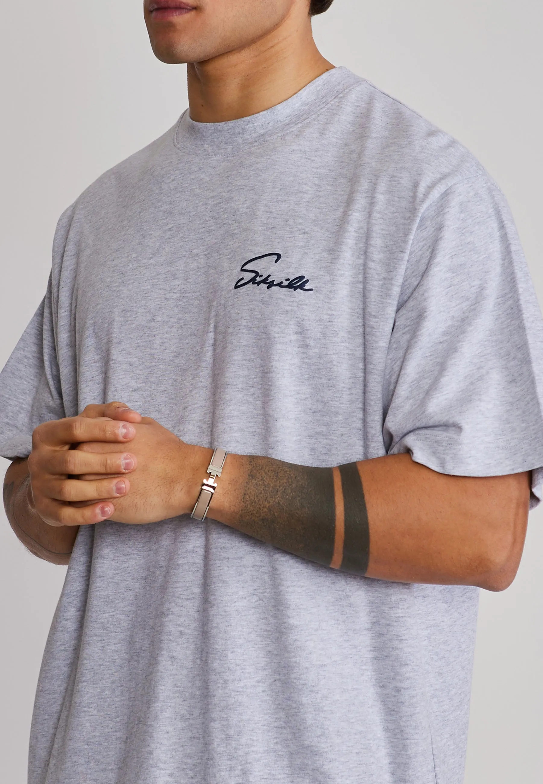 Grey Marl Script T-Shirt sold by Siksilk product image thumbnail 2