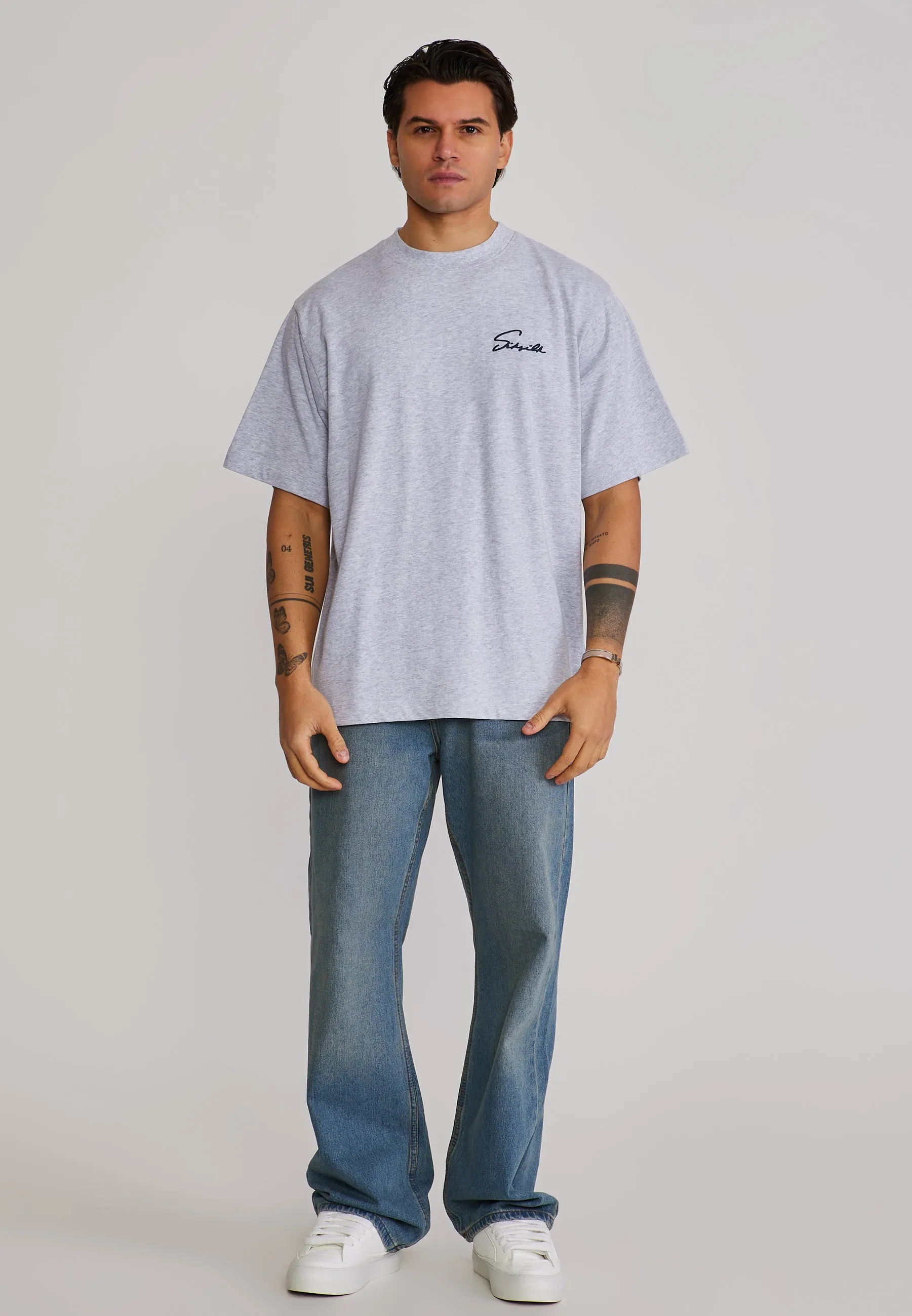 Grey Marl Script T-Shirt sold by Siksilk product image thumbnail 3