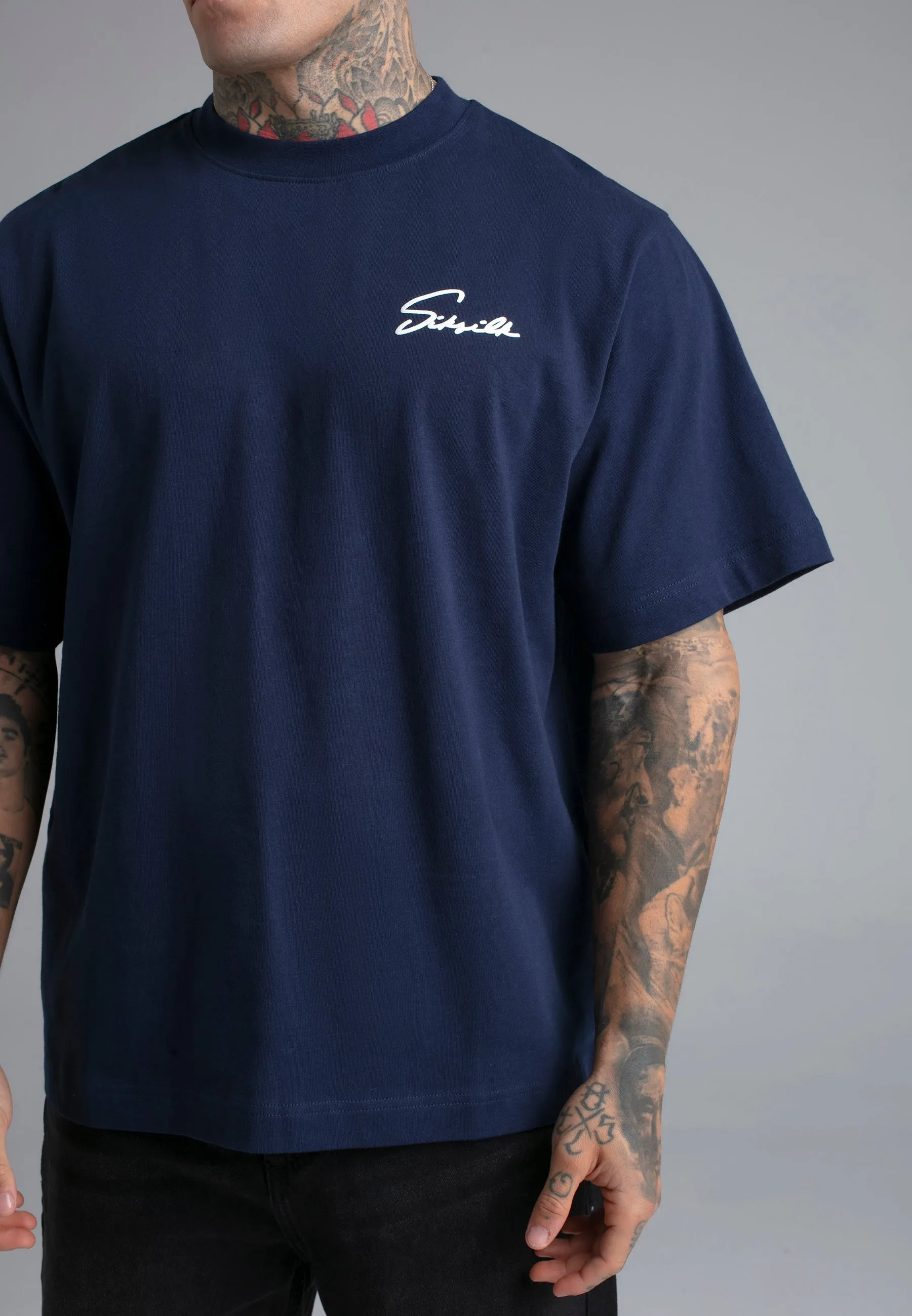 Navy Script T-Shirt sold by Siksilk product image thumbnail 2