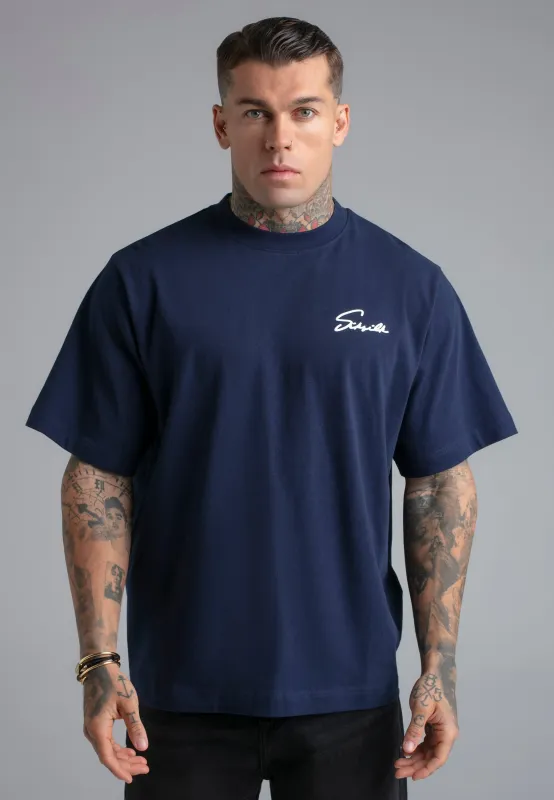 Navy Script T-Shirt made by Siksilk