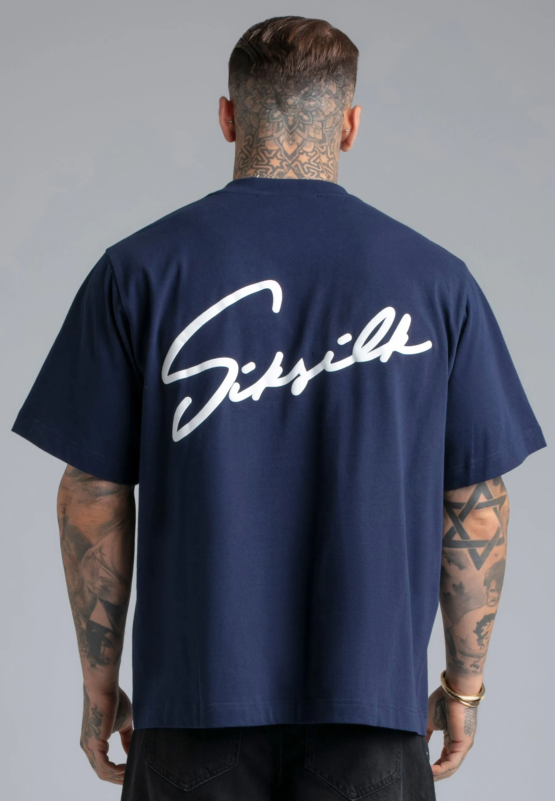Navy Script T-Shirt sold by Siksilk product image thumbnail 5