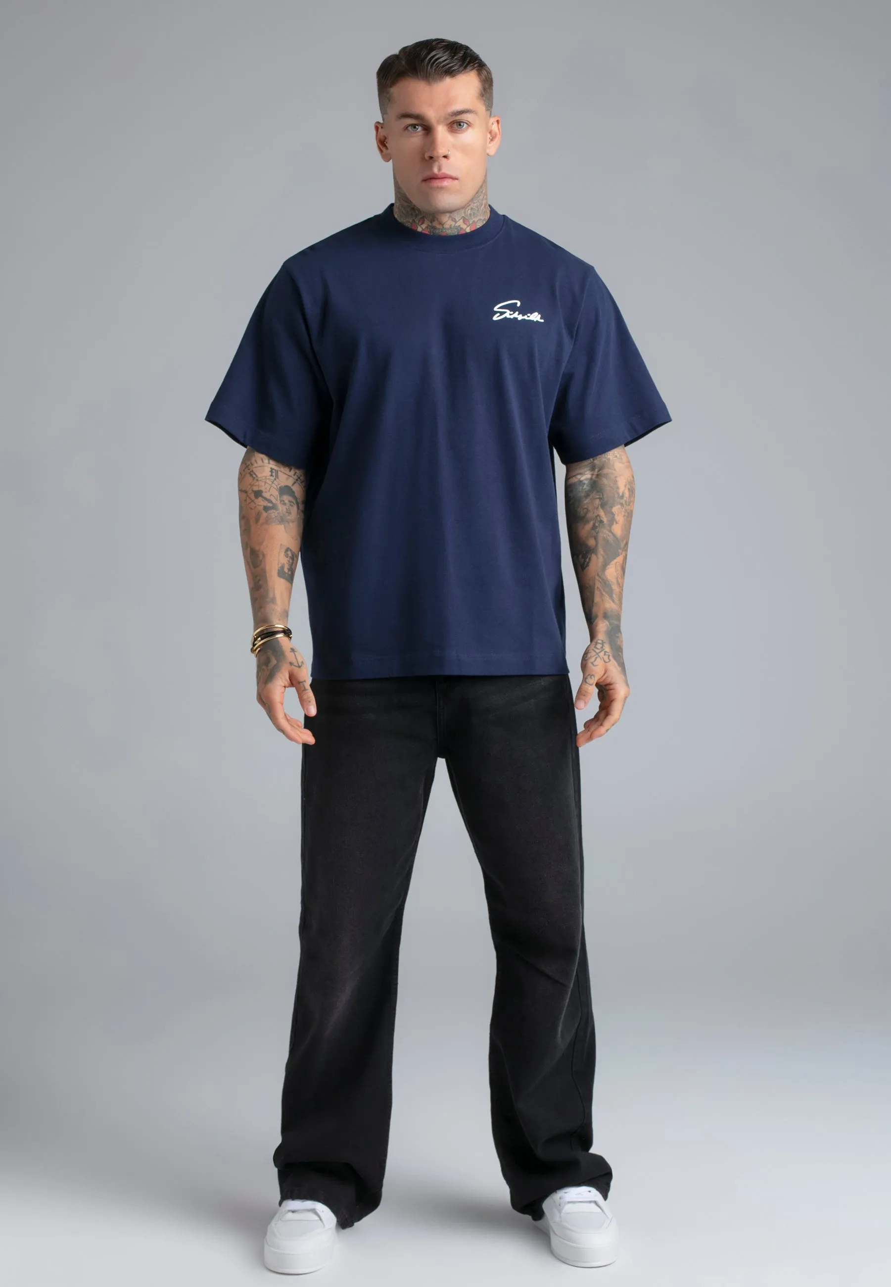 Navy Script T-Shirt sold by Siksilk product image thumbnail 3