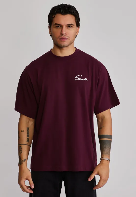 Burgundy Script T-Shirt sold by Siksilk
