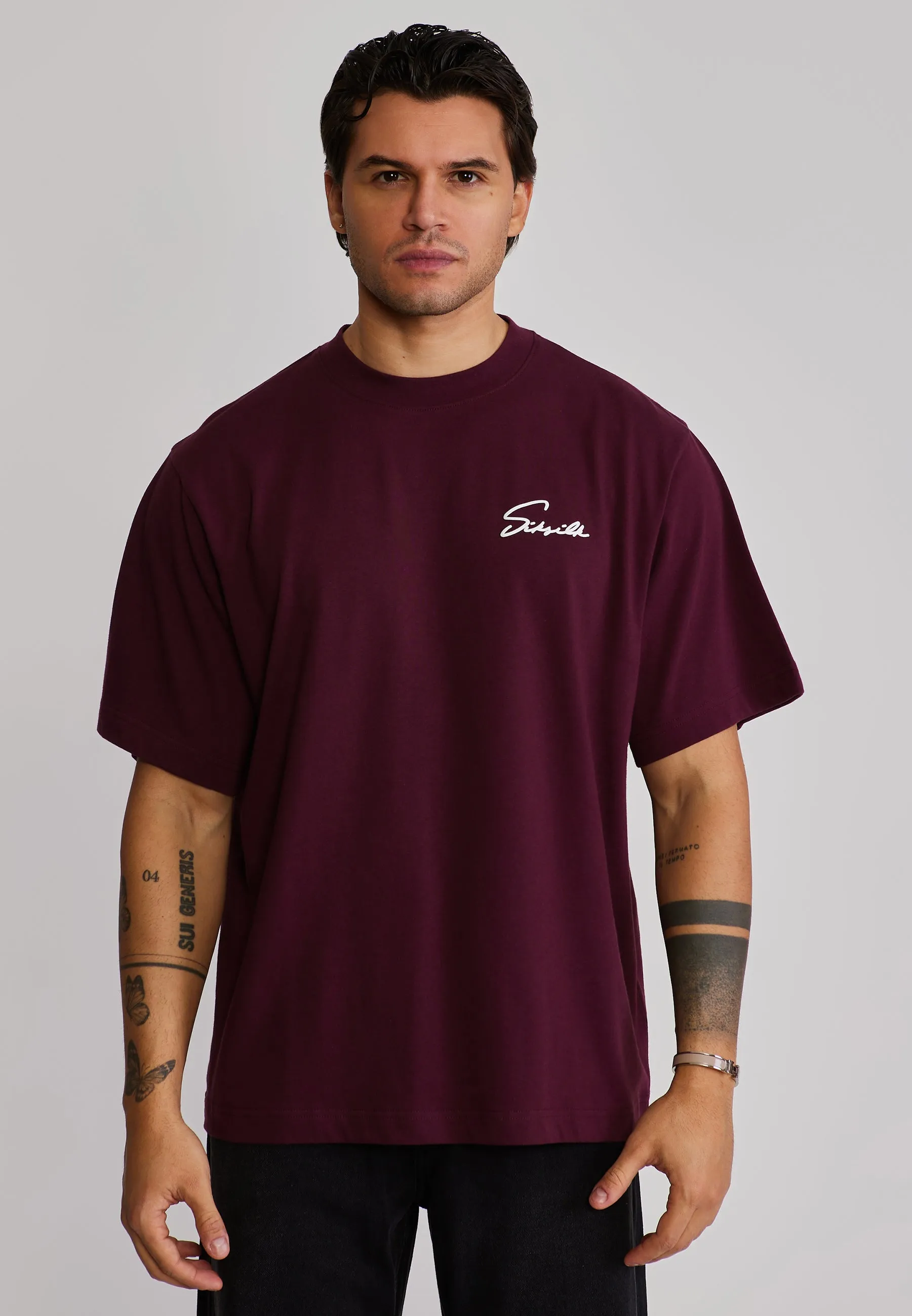 Burgundy Script T-Shirt sold by Siksilk