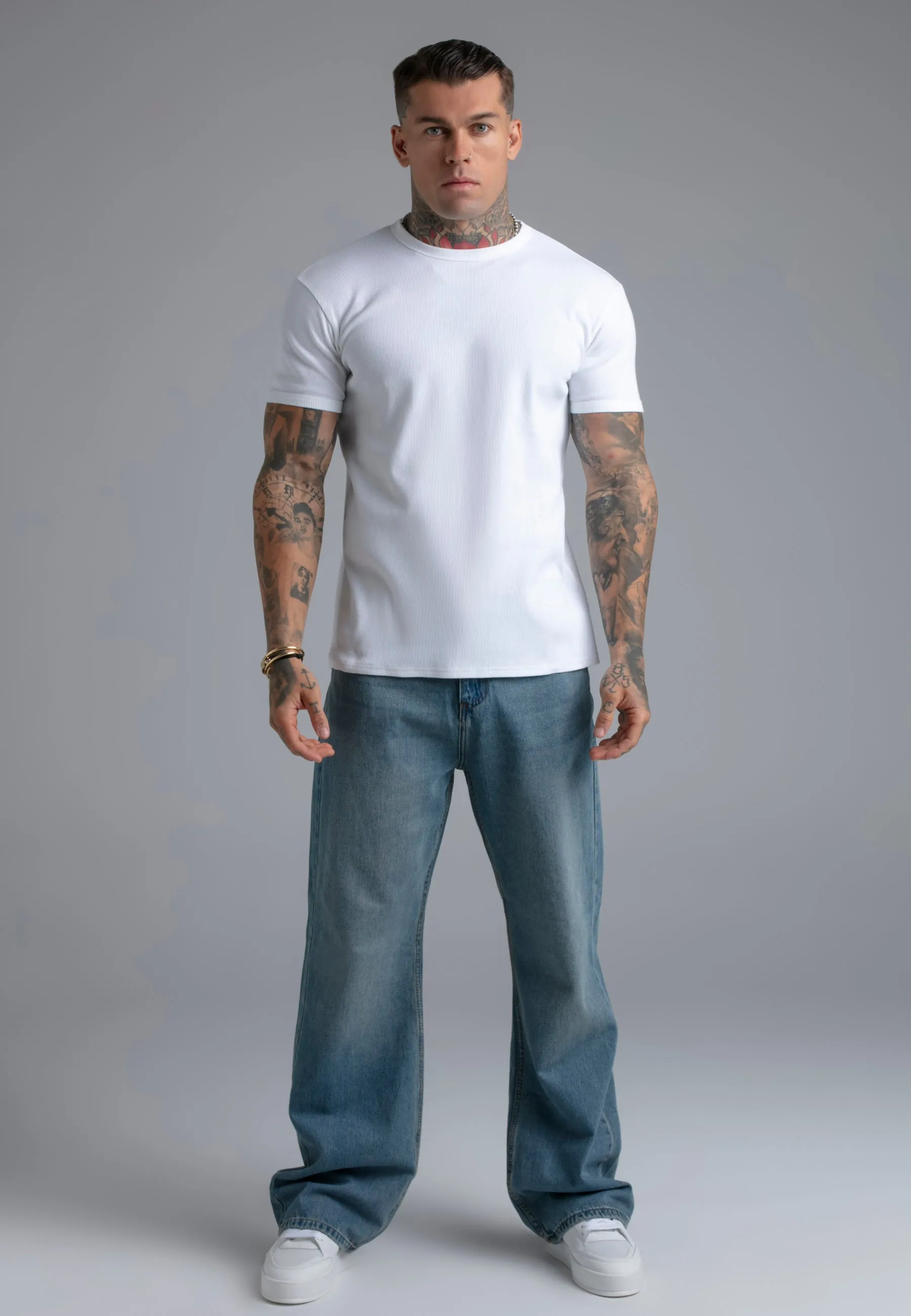 White Muscle Fit T-Shirt sold by Siksilk product image thumbnail 3