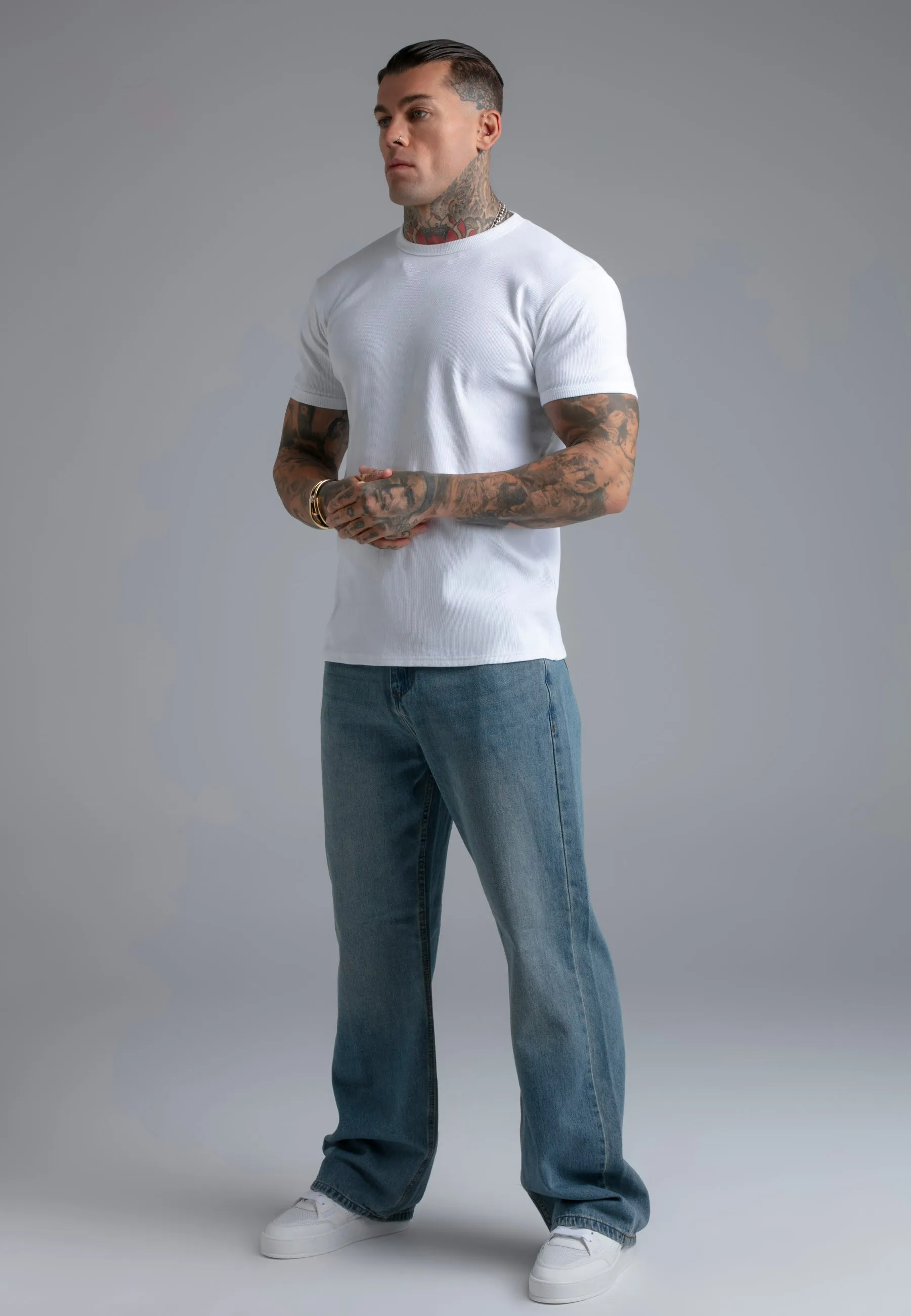White Muscle Fit T-Shirt sold by Siksilk product image thumbnail 4