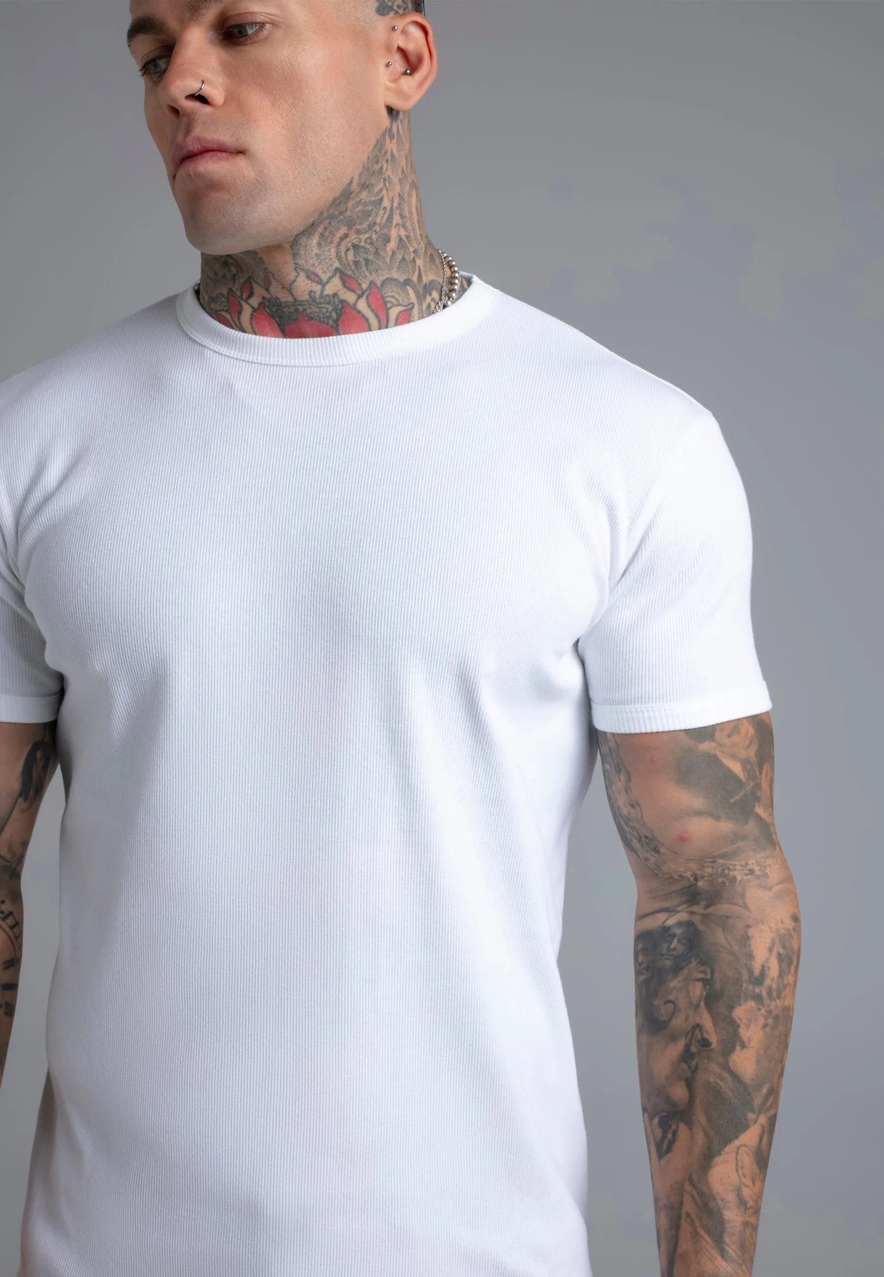 White Muscle Fit T-Shirt sold by Siksilk product image thumbnail 2