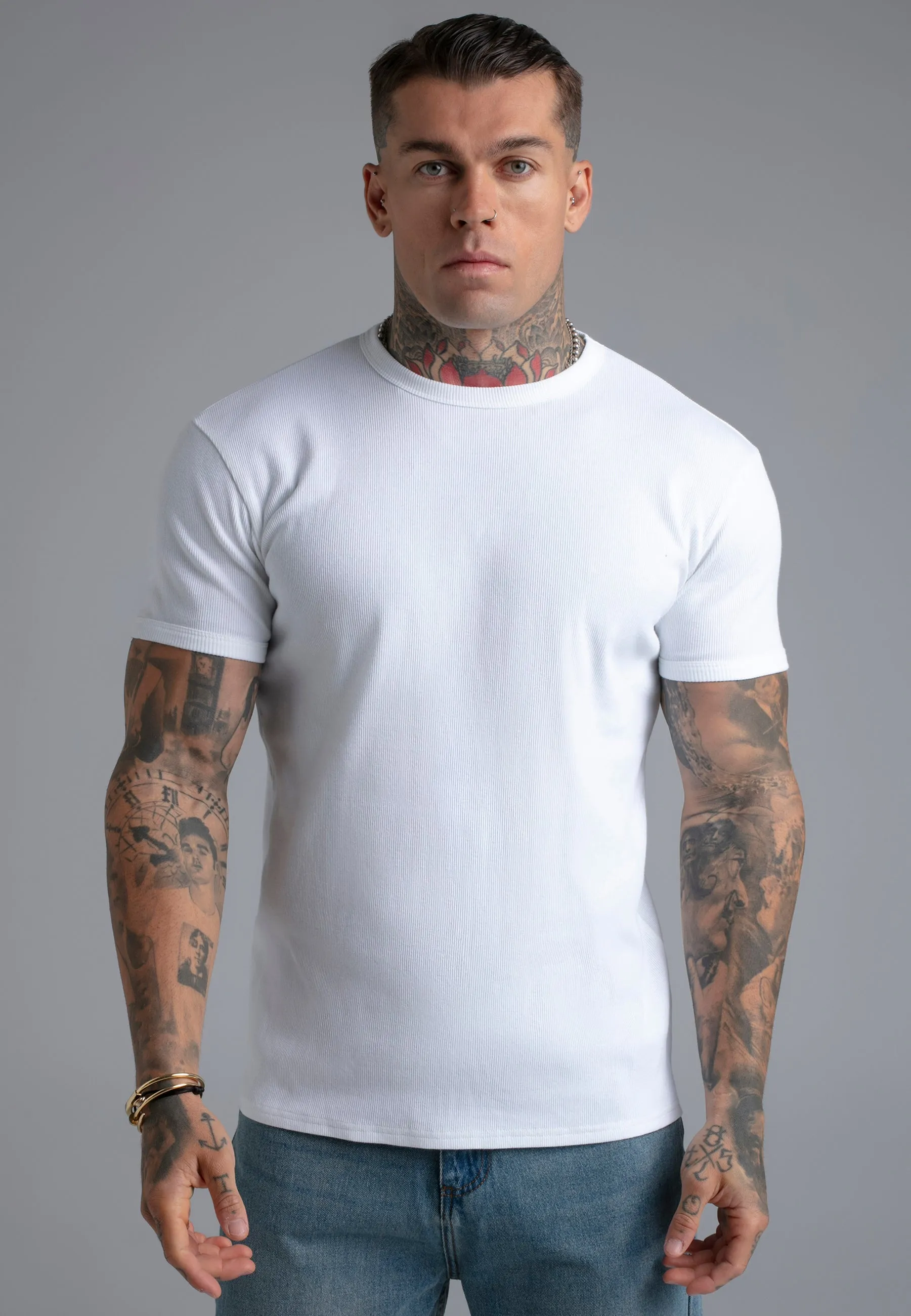 White Muscle Fit T-Shirt sold by Siksilk