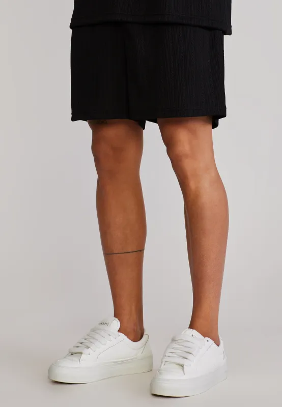 Black Textured Shorts sold by Siksilk