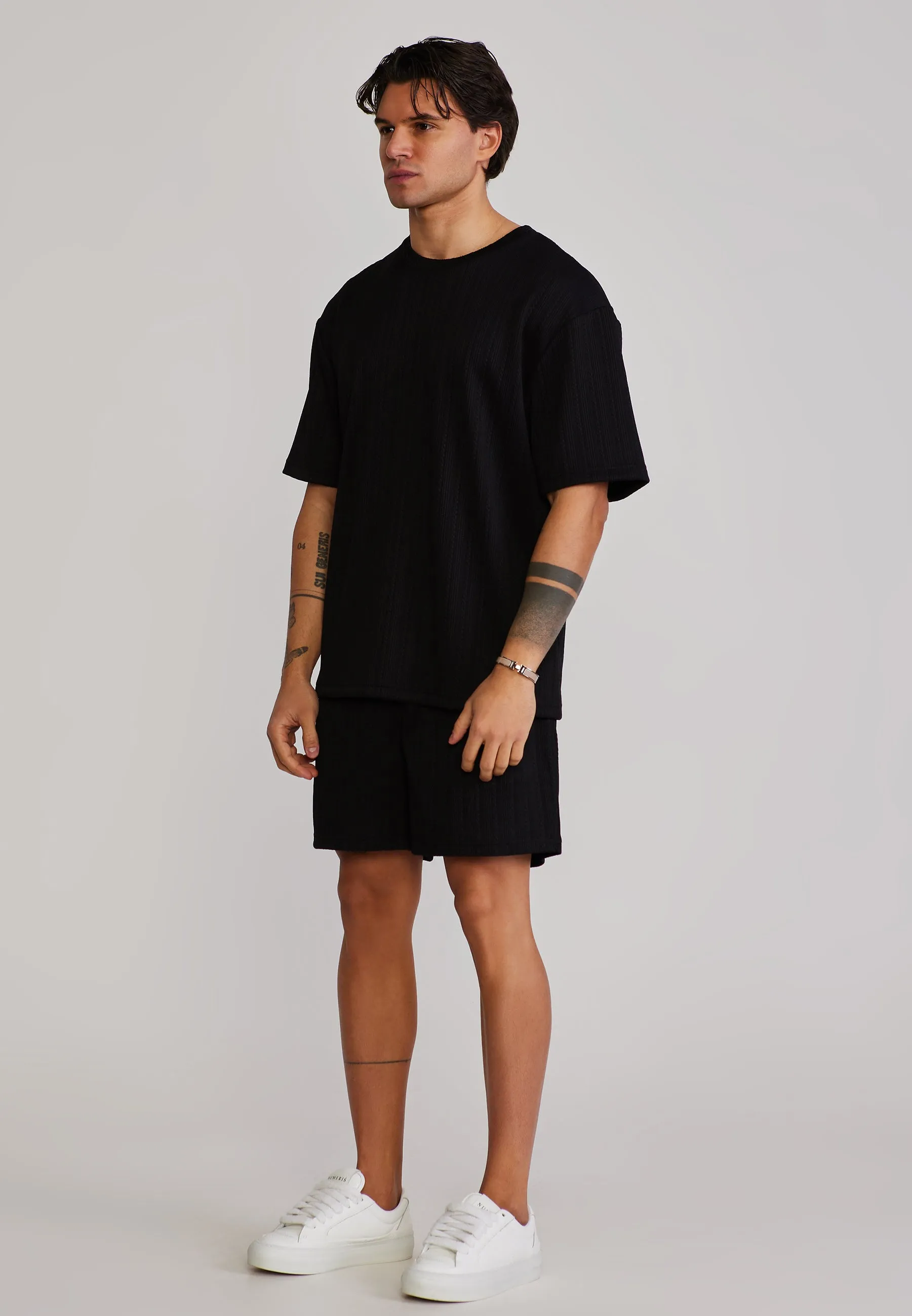 Black Textured T-Shirt sold by Siksilk product image thumbnail 4