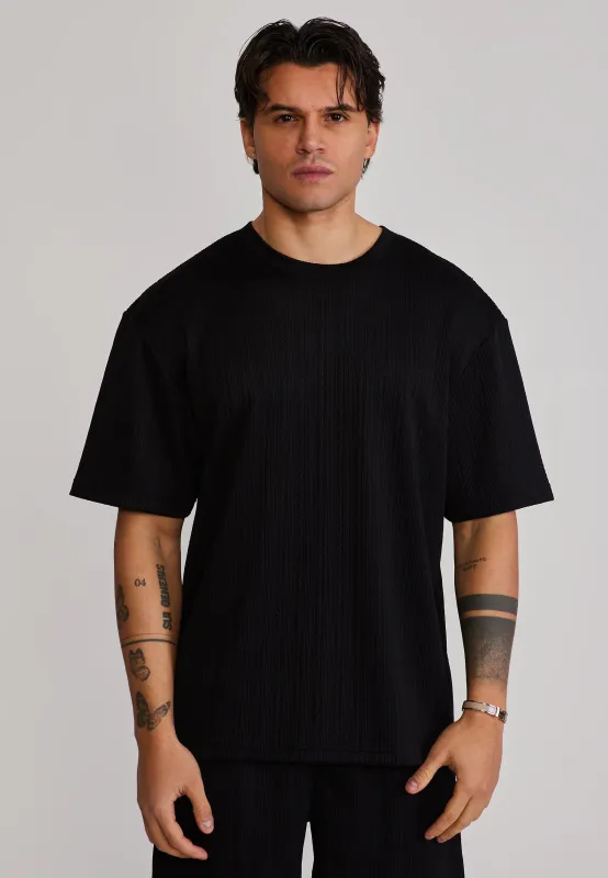 Black Textured T-Shirt made by Siksilk