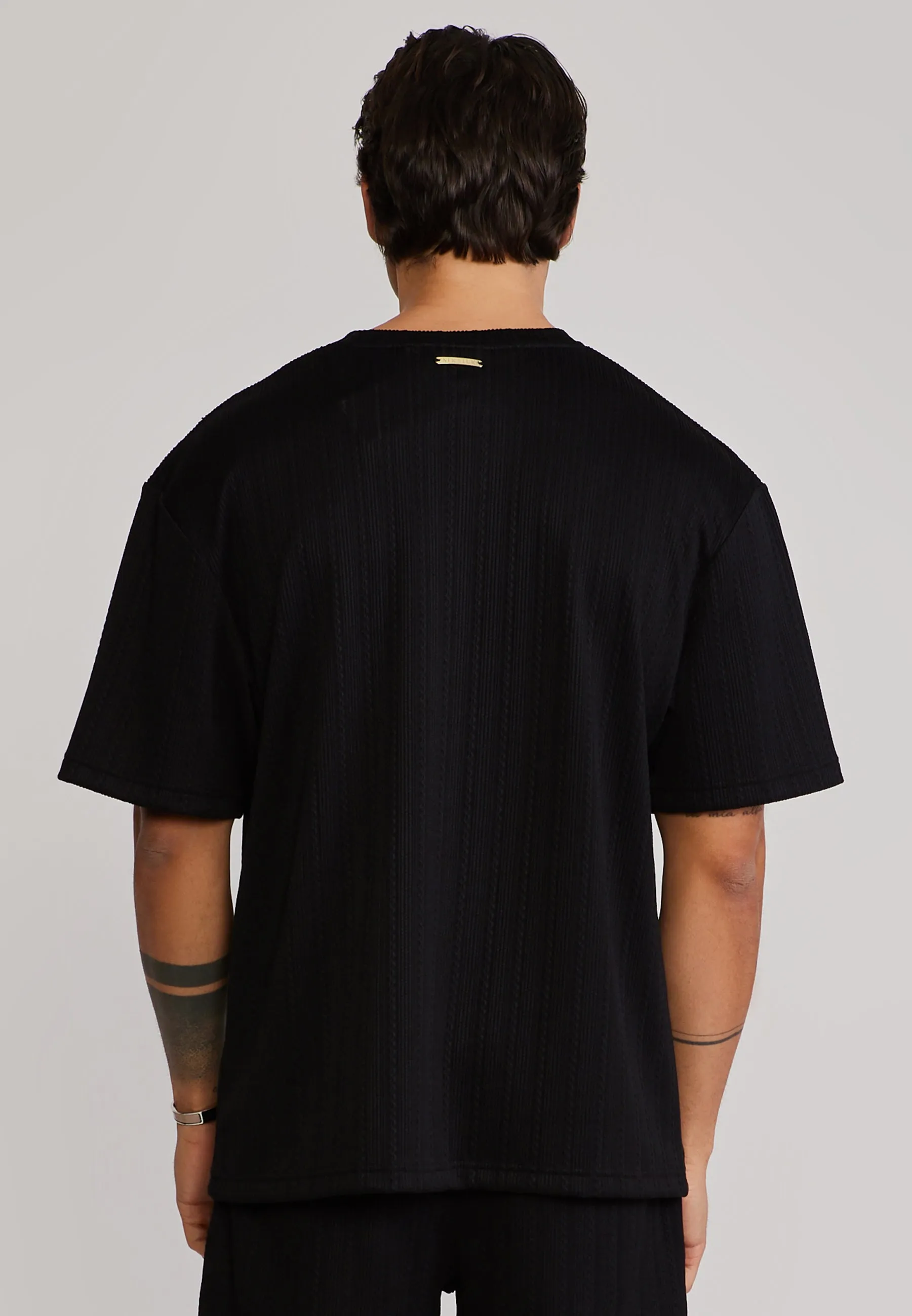 Black Textured T-Shirt sold by Siksilk product image thumbnail 5