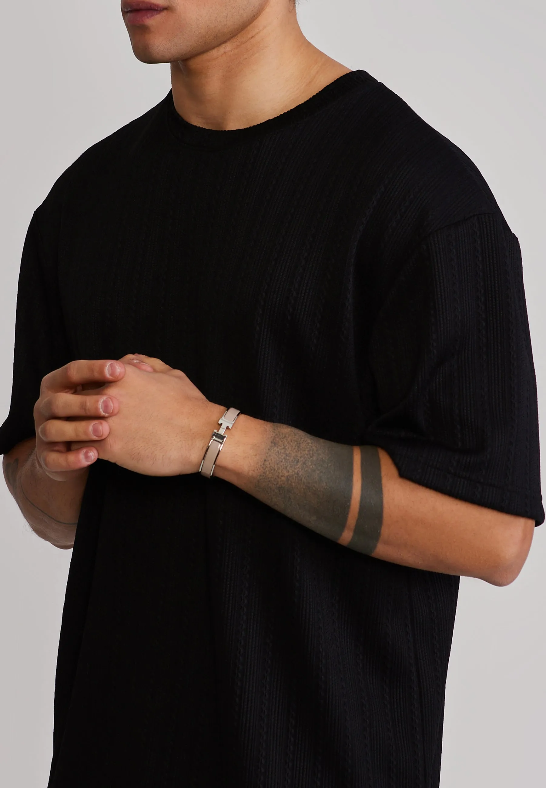 Black Textured T-Shirt sold by Siksilk product image thumbnail 2