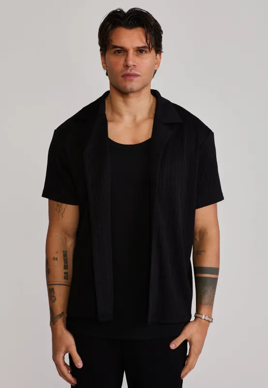 Black Textured Shirt made by Siksilk