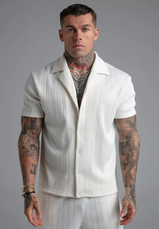 Ecru Textured Shirt sold by Siksilk