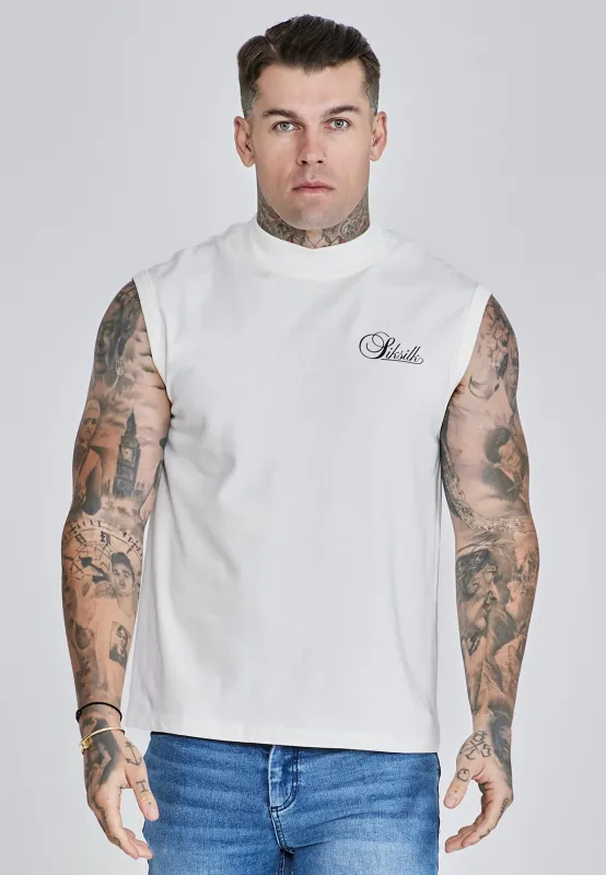 Ecru Sleeveless T-Shirt sold by Siksilk