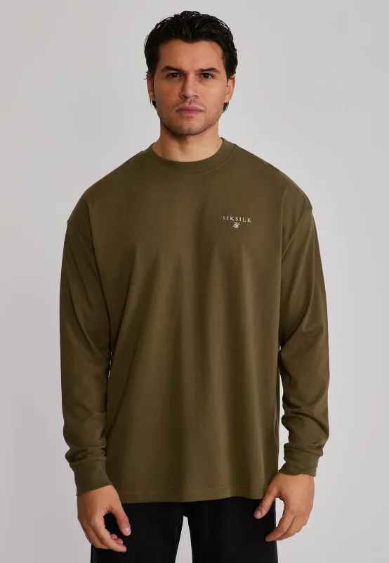 Khaki Green Long Sleeve T-Shirt sold by Siksilk