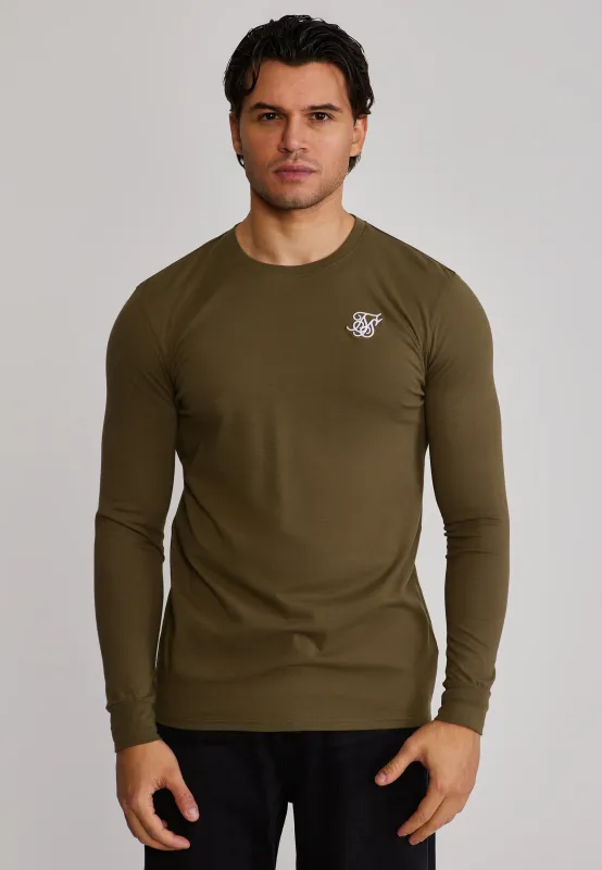 Khaki Green Essentials LS T-Shirt sold by Siksilk
