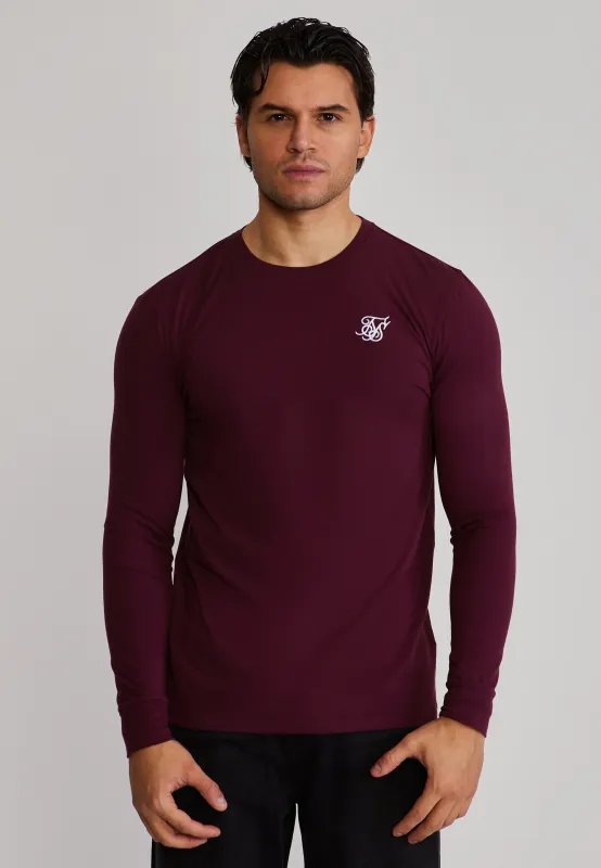 Burgundy Essentials LS T-Shirt sold by Siksilk