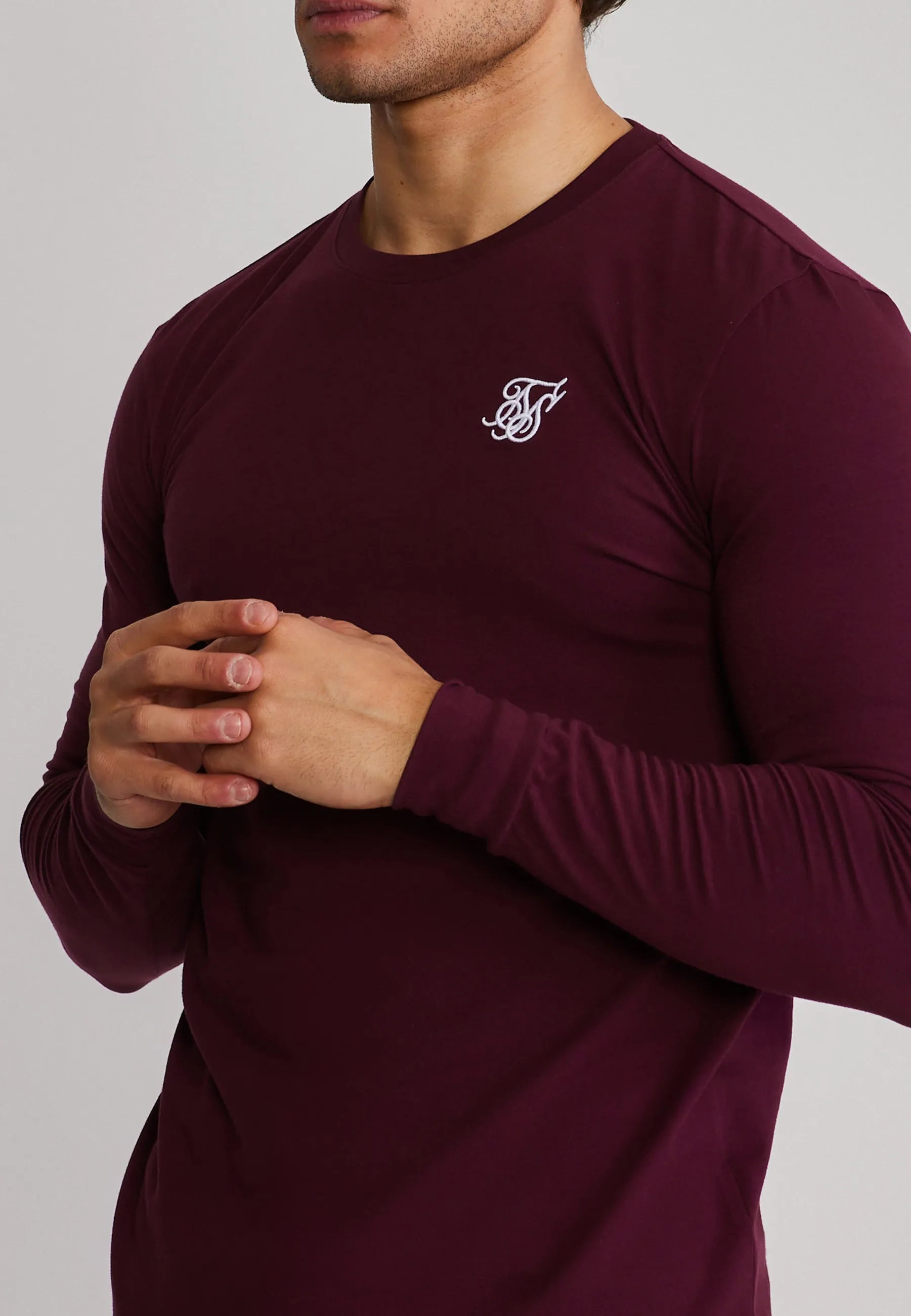 Burgundy Essentials LS T-Shirt sold by Siksilk product image thumbnail 2