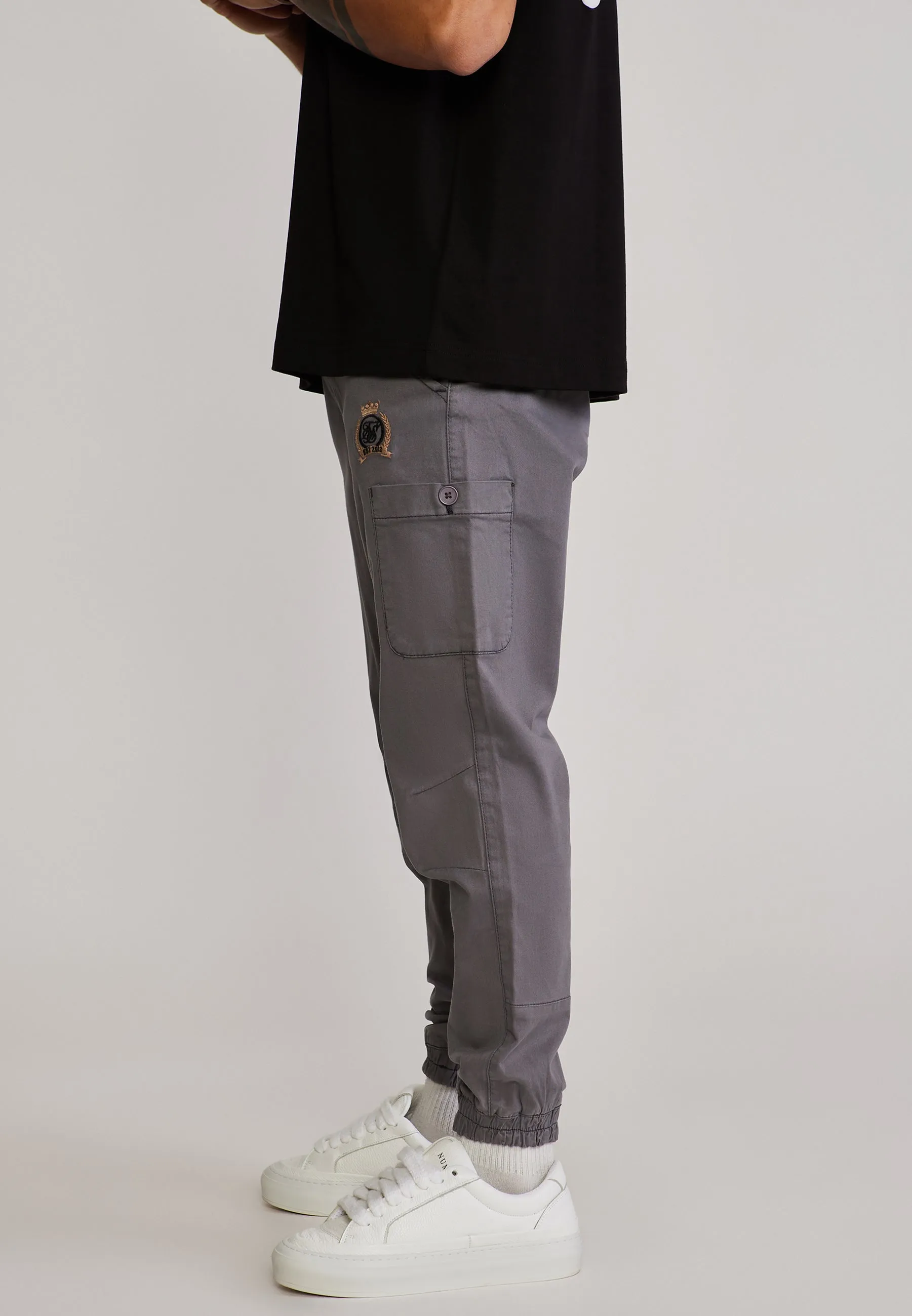 Grey Slim Fit Cargos sold by Siksilk product image thumbnail 3