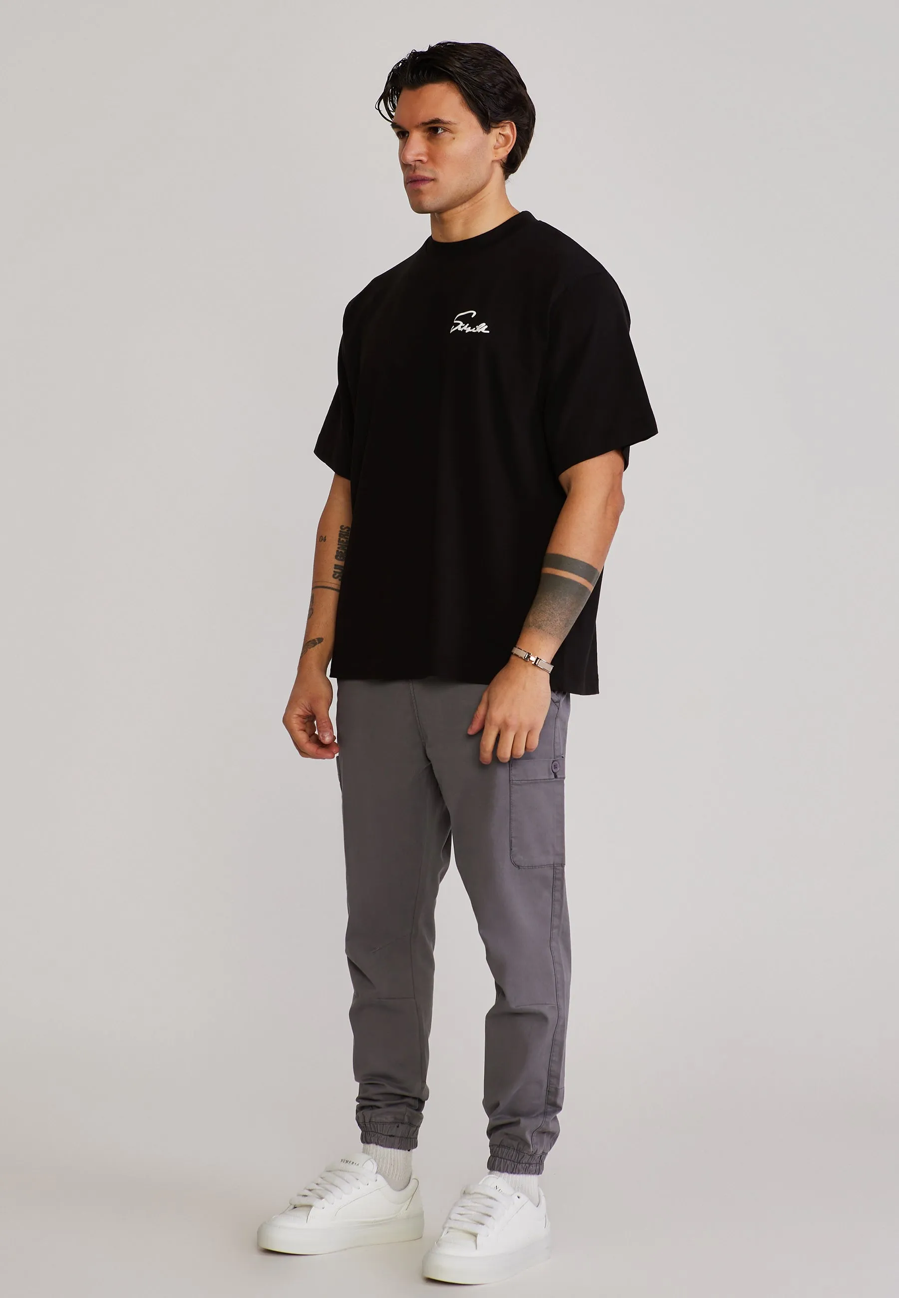 Grey Slim Fit Cargos sold by Siksilk product image thumbnail 4