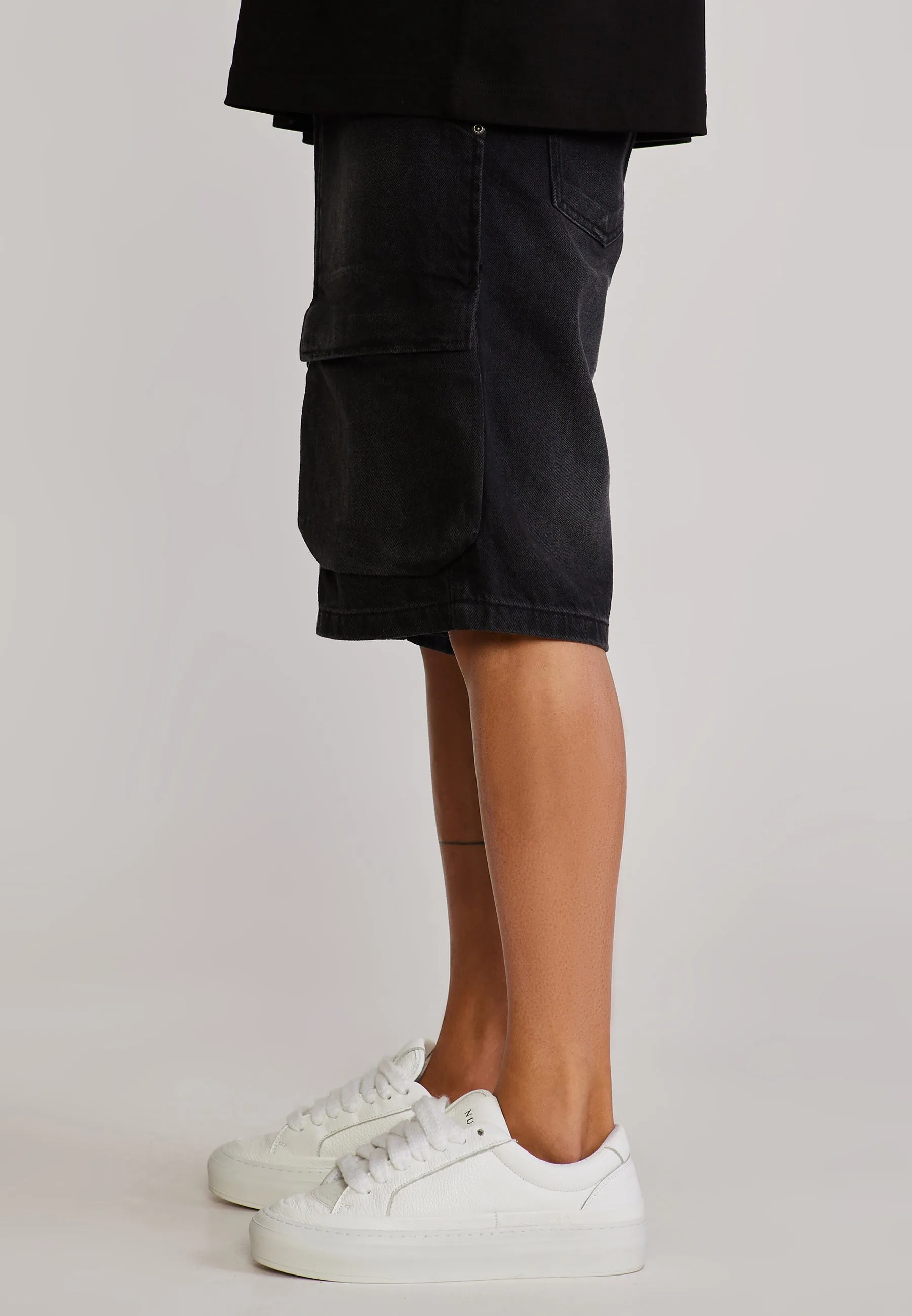 Washed Black Denim Cargo Shorts sold by Siksilk product image thumbnail 3