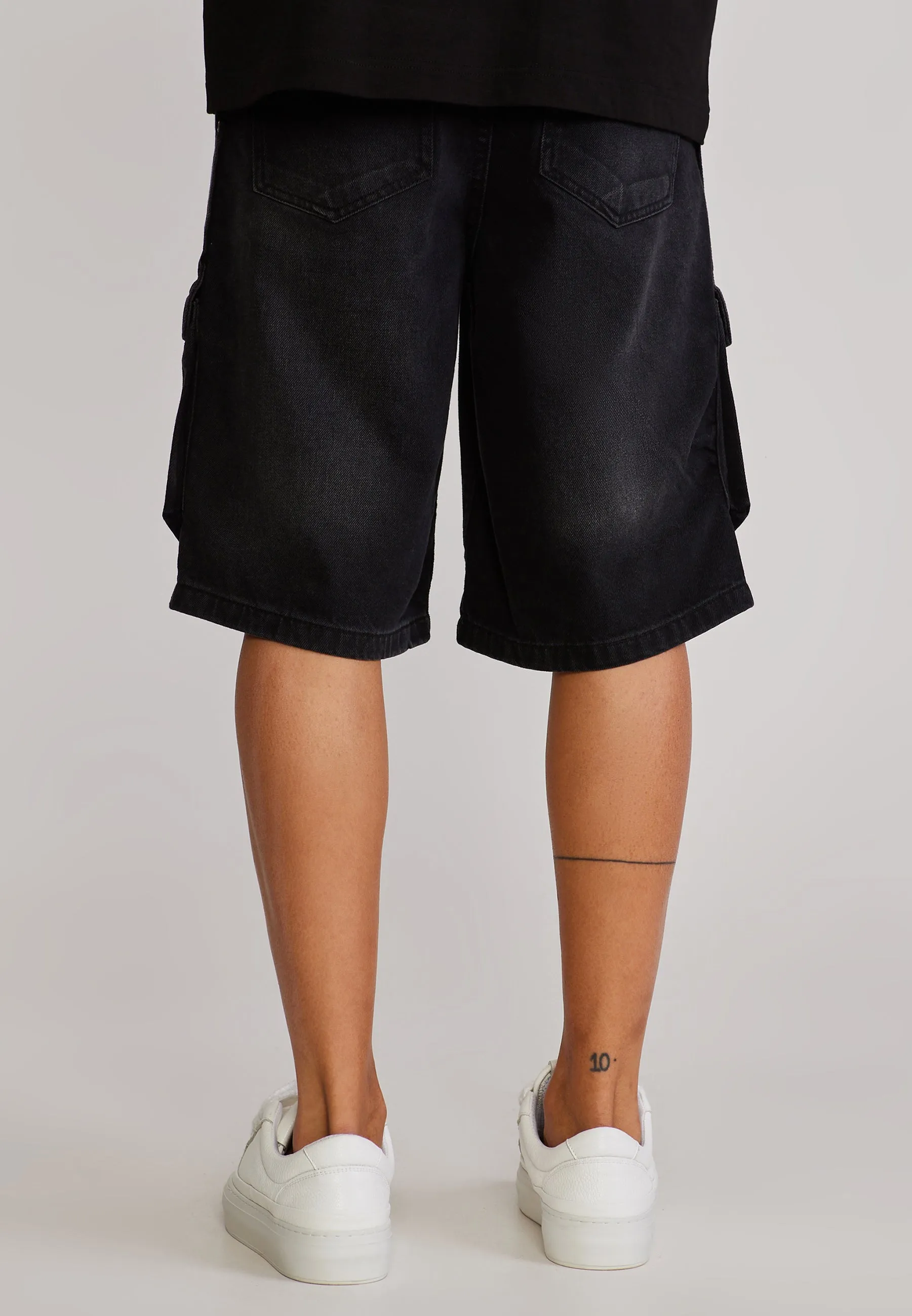 Washed Black Denim Cargo Shorts sold by Siksilk product image thumbnail 5