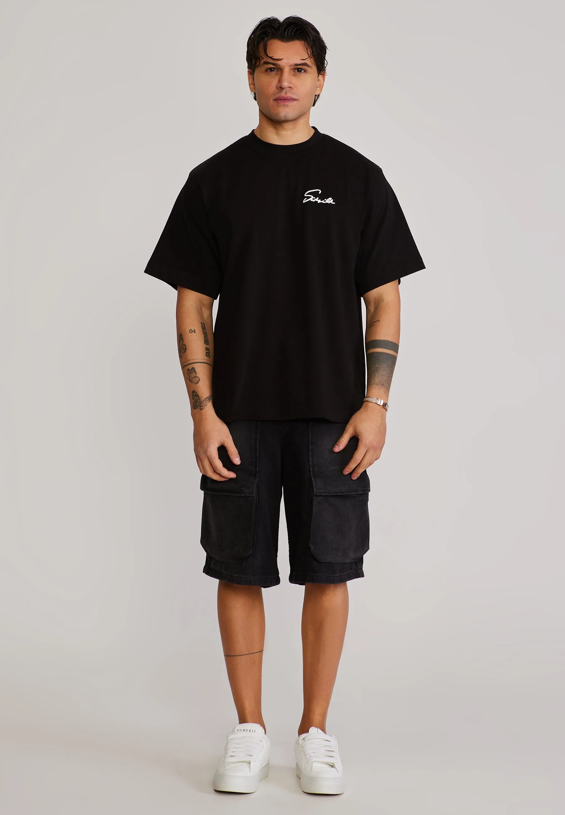 Washed Black Denim Cargo Shorts sold by Siksilk product image thumbnail 2