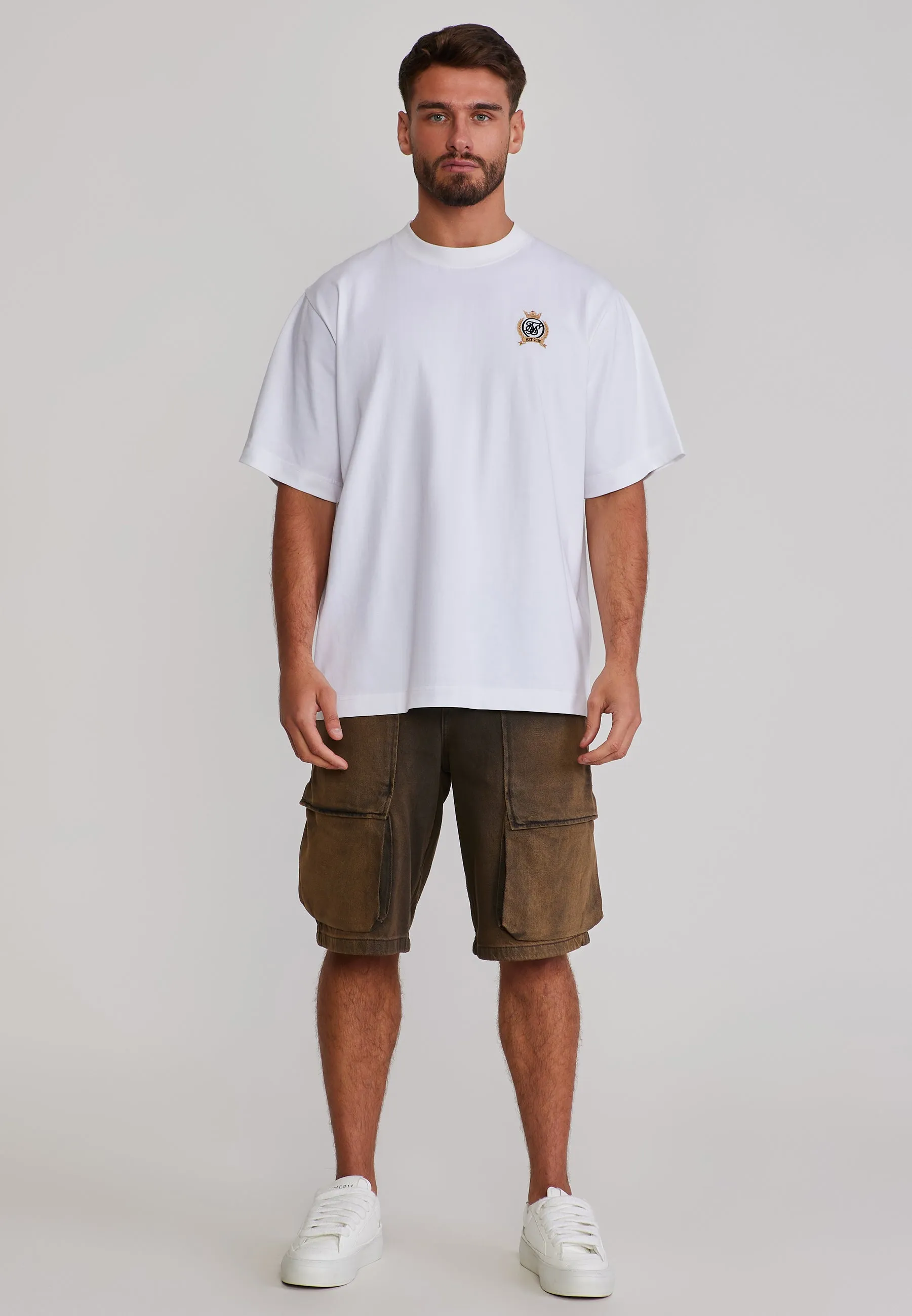 Washed Brown Denim Cargo Shorts sold by Siksilk product image thumbnail 2