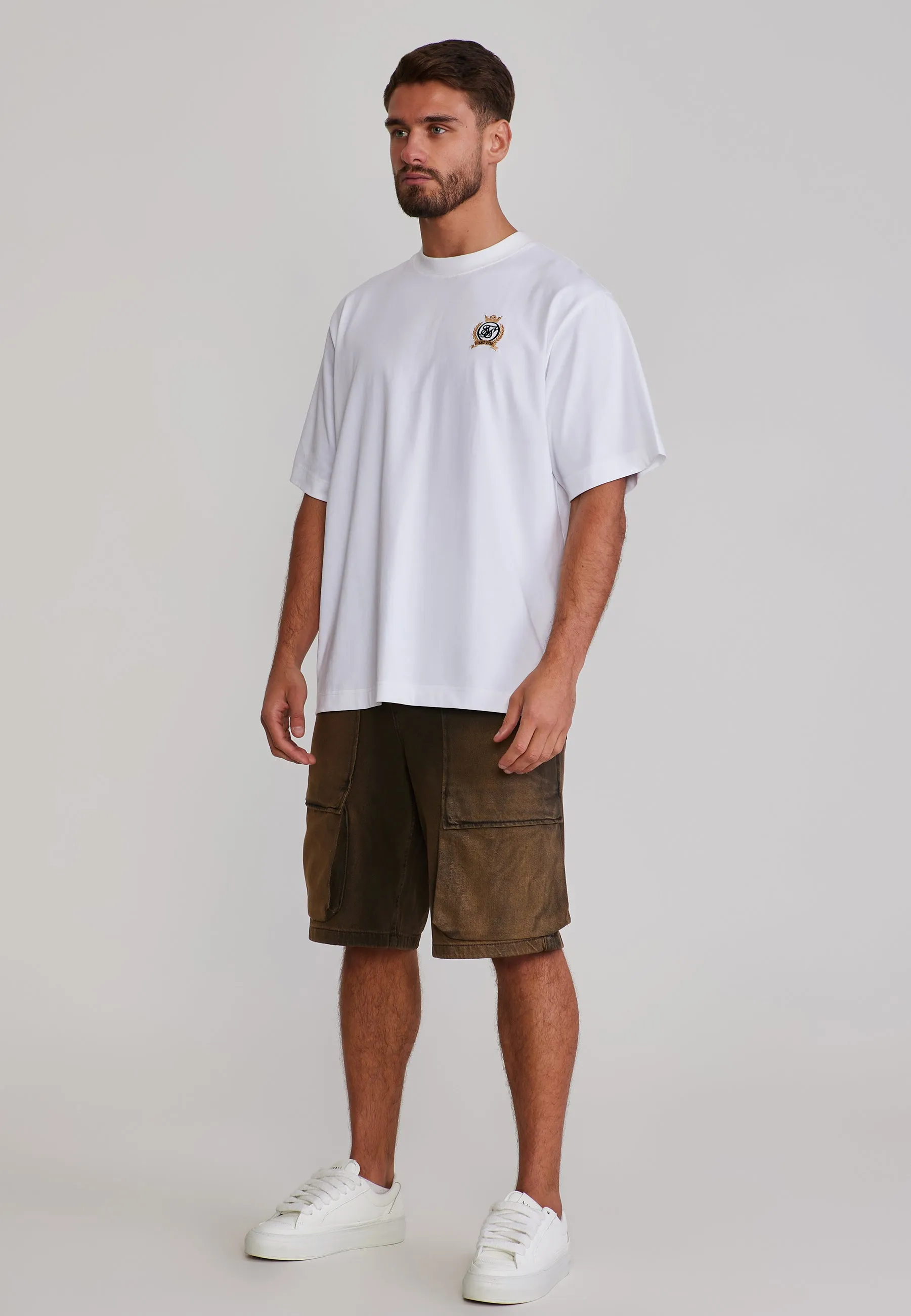 Washed Brown Denim Cargo Shorts sold by Siksilk product image thumbnail 4