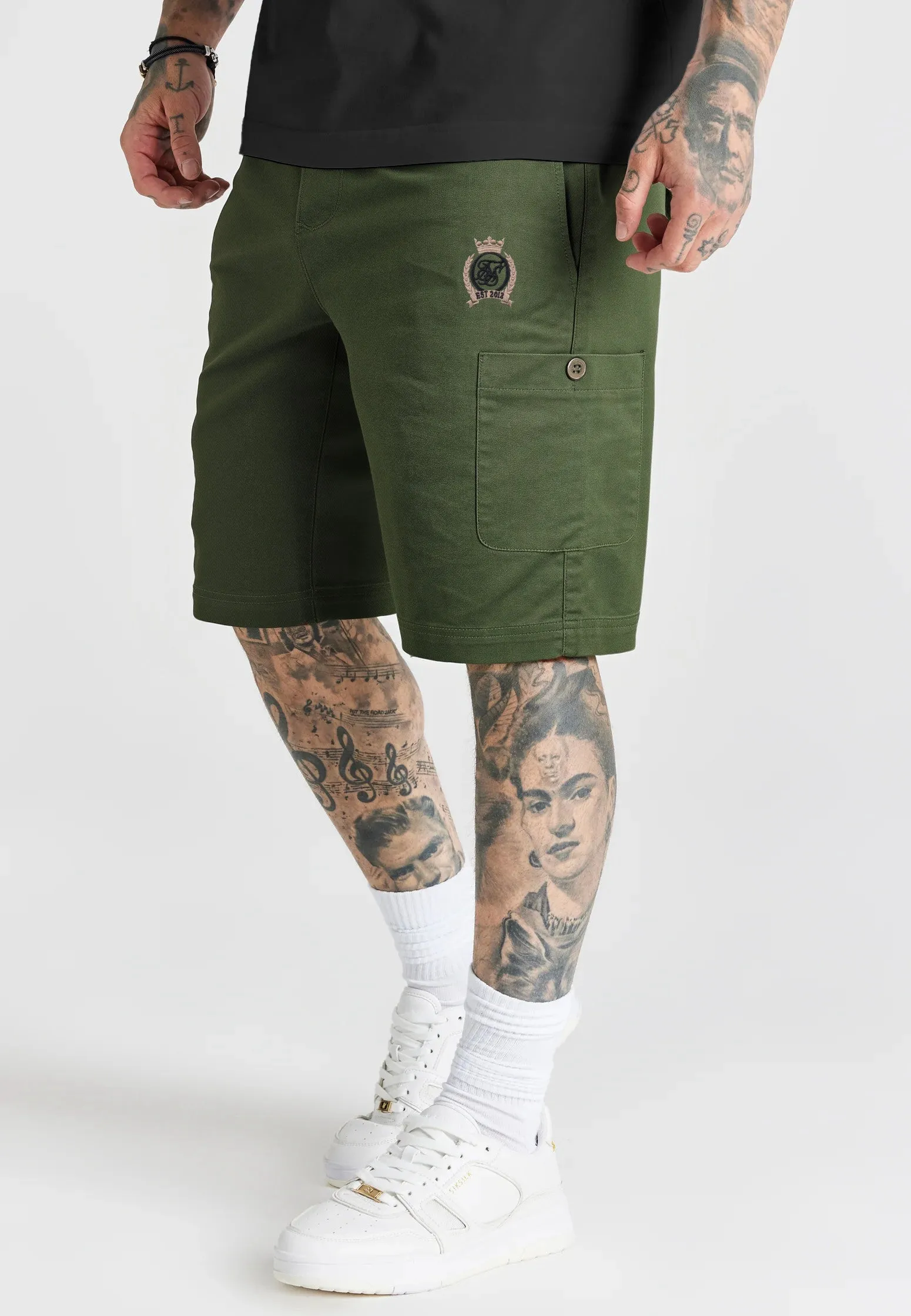 Green Cargo Shorts sold by Siksilk