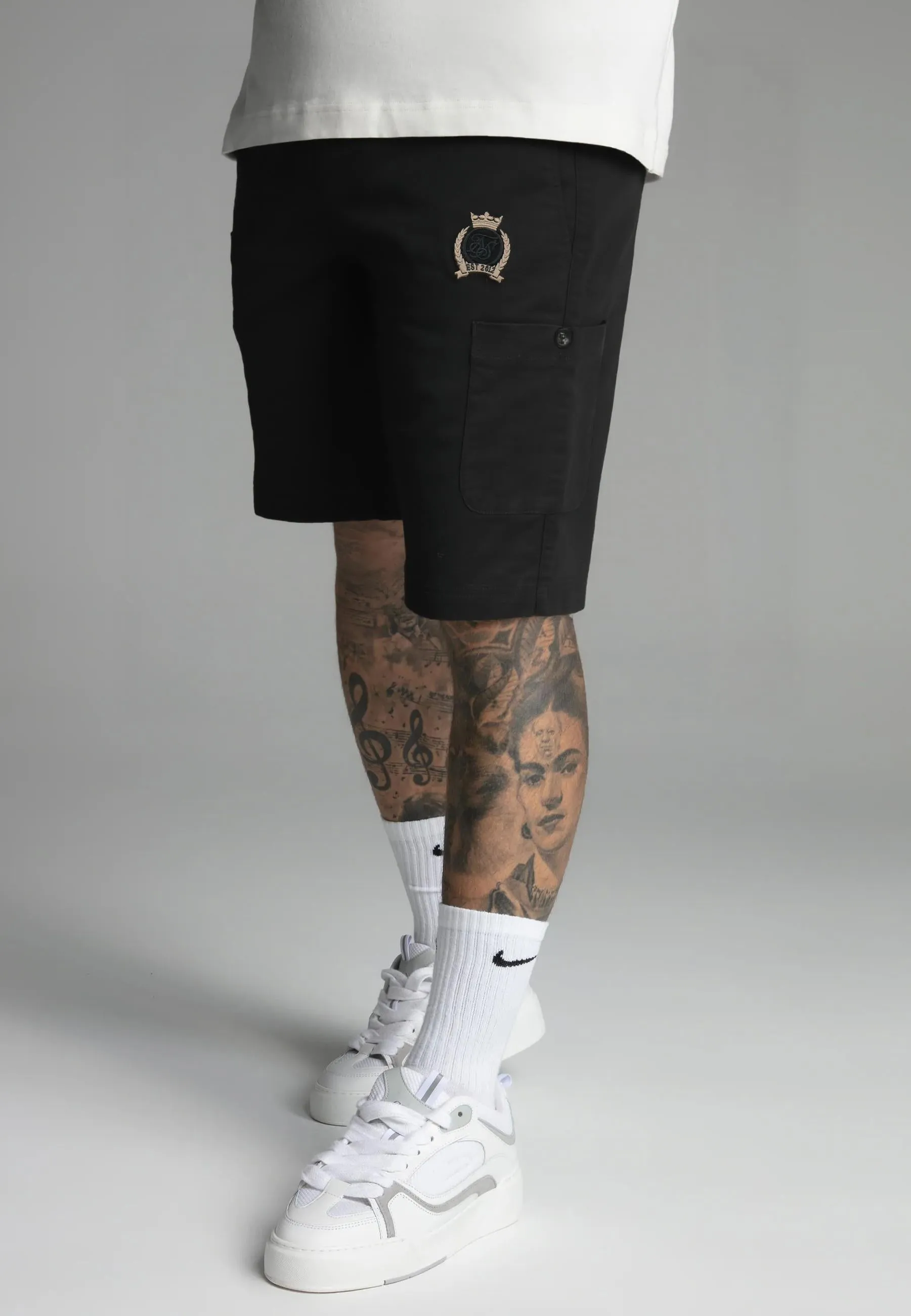 Black Cargo Shorts sold by Siksilk