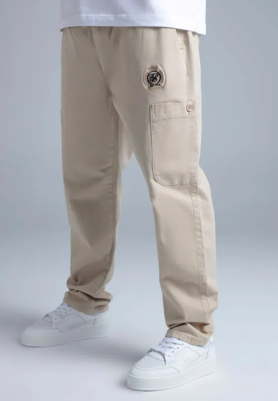 Beige Loose Fit Cargos sold by Siksilk