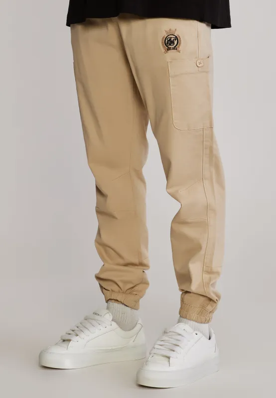 Beige Slim Fit Cargos sold by Siksilk
