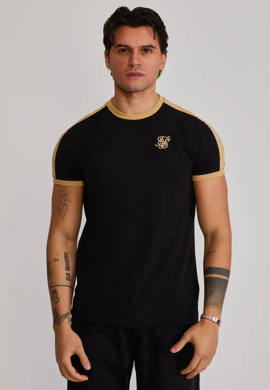 Black and Gold Stripe Ringer T-Shirt made by Siksilk