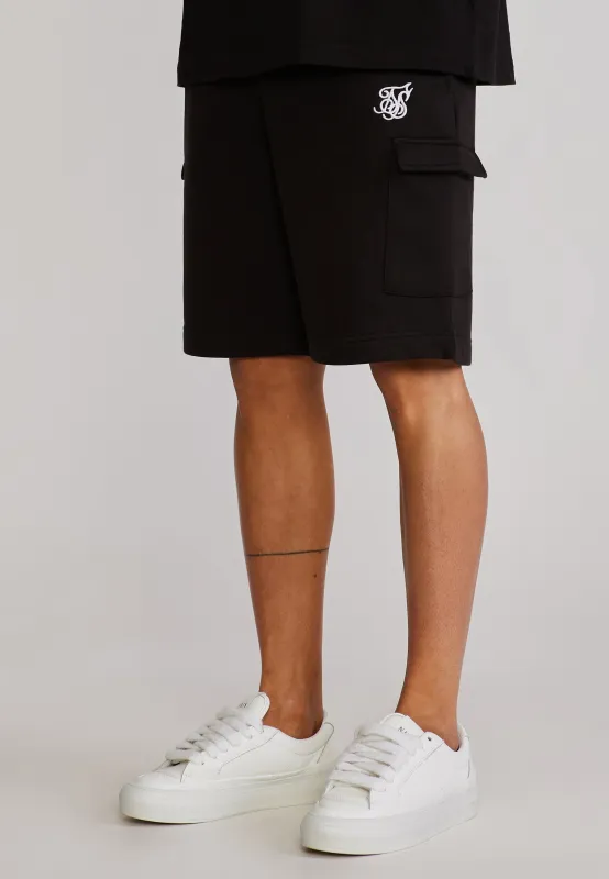 Black Essentials Cargo Shorts sold by Siksilk