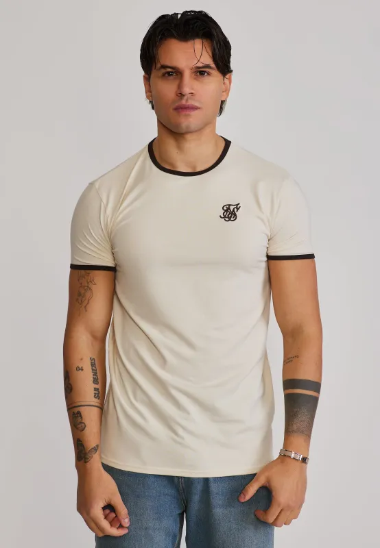 Ecru and Brown Ringer T-Shirt sold by Siksilk