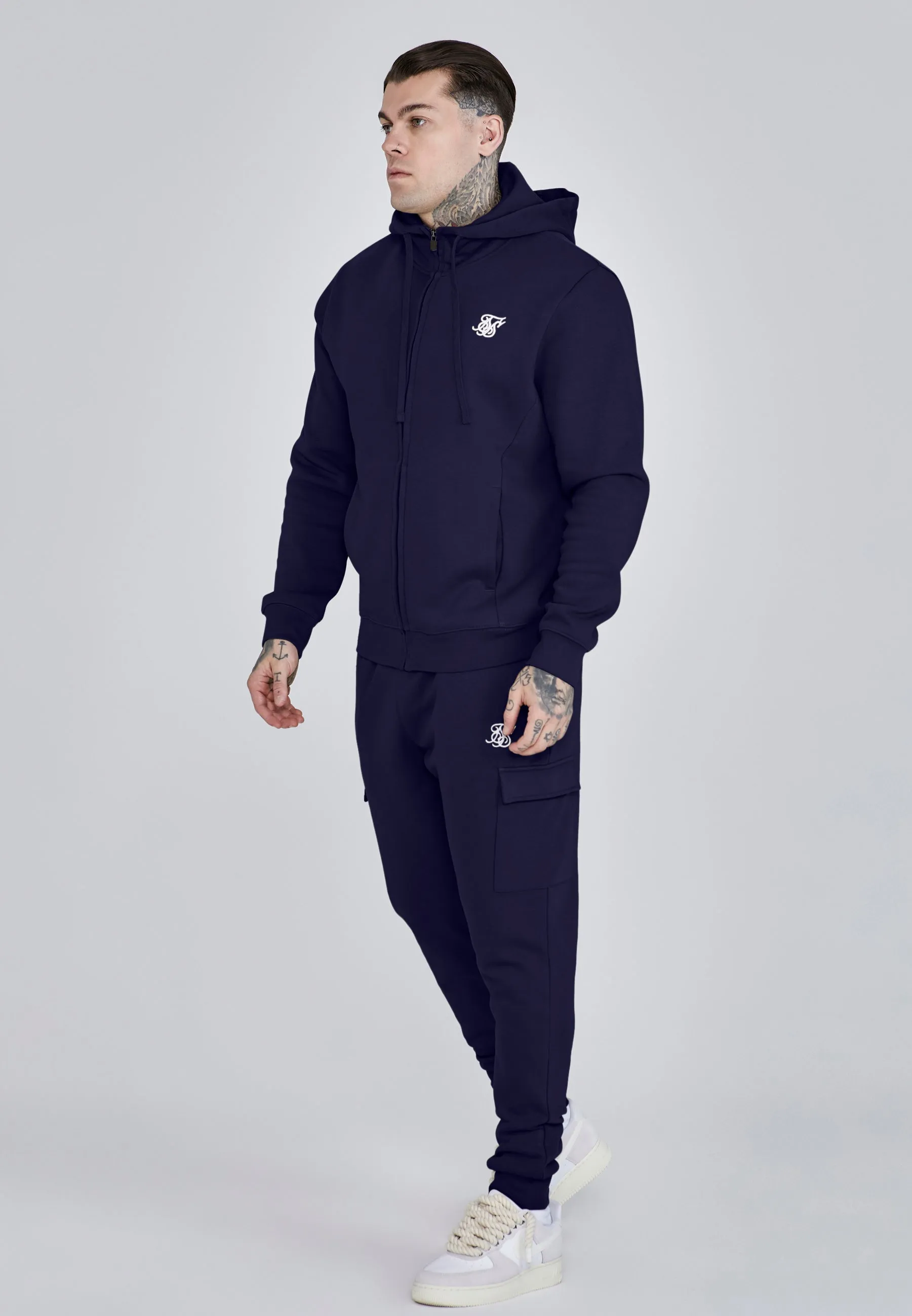 Navy Essentials Full Zip Hoodie sold by Siksilk product image thumbnail 4