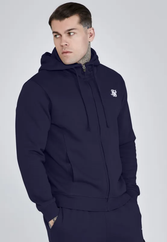 Navy Essentials Full Zip Hoodie made by Siksilk