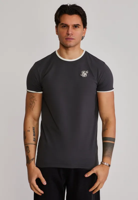 Grey and Ecru Ringer T-Shirt made by Siksilk
