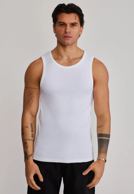 White Ribbed Vest made by Siksilk
