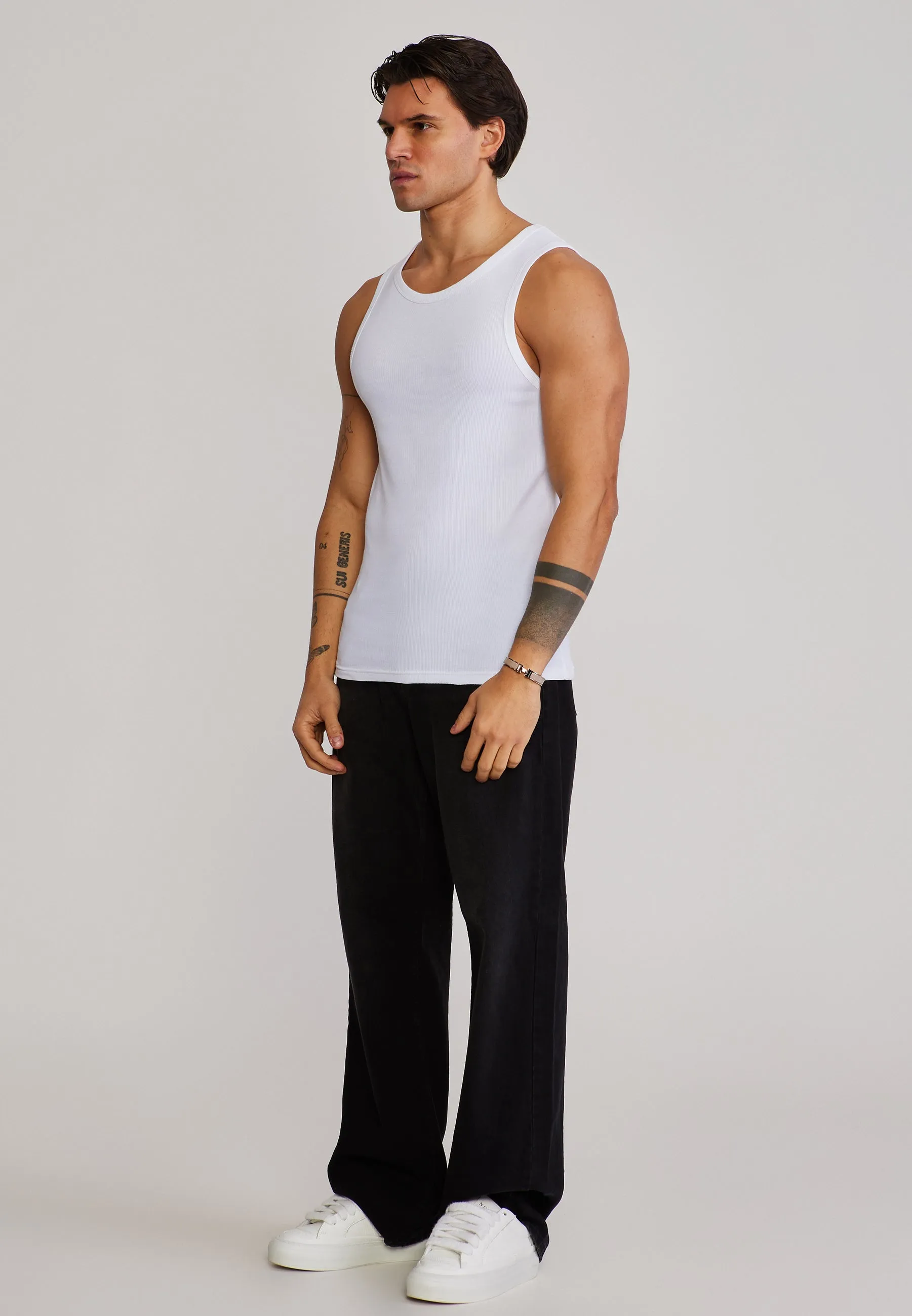 White Ribbed Vest sold by Siksilk product image thumbnail 4