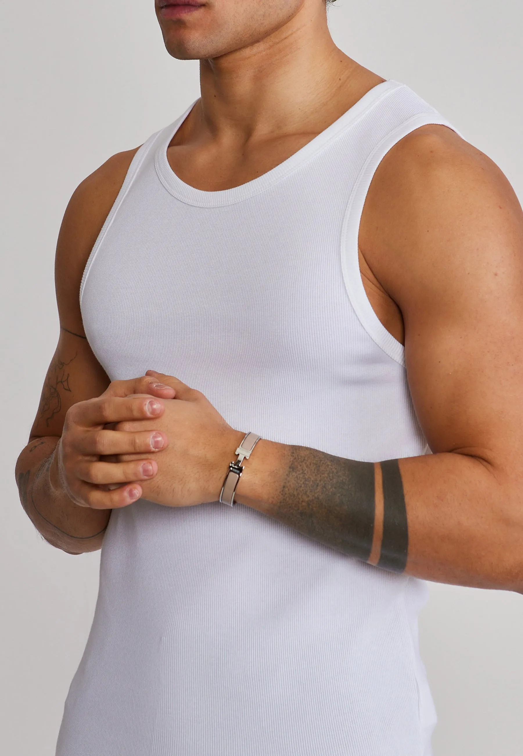 White Ribbed Vest sold by Siksilk product image thumbnail 2